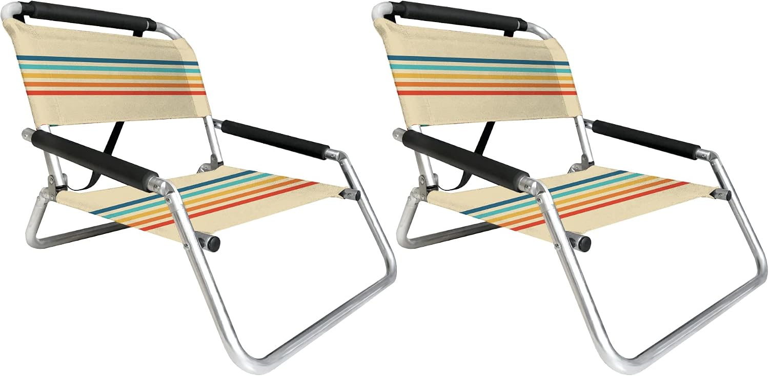 Lightweight Portable Foldable Recliner Beach Chairs, with Slip Pockets and Shoulder Strap, 2 Pack, Black, XL - Image 10
