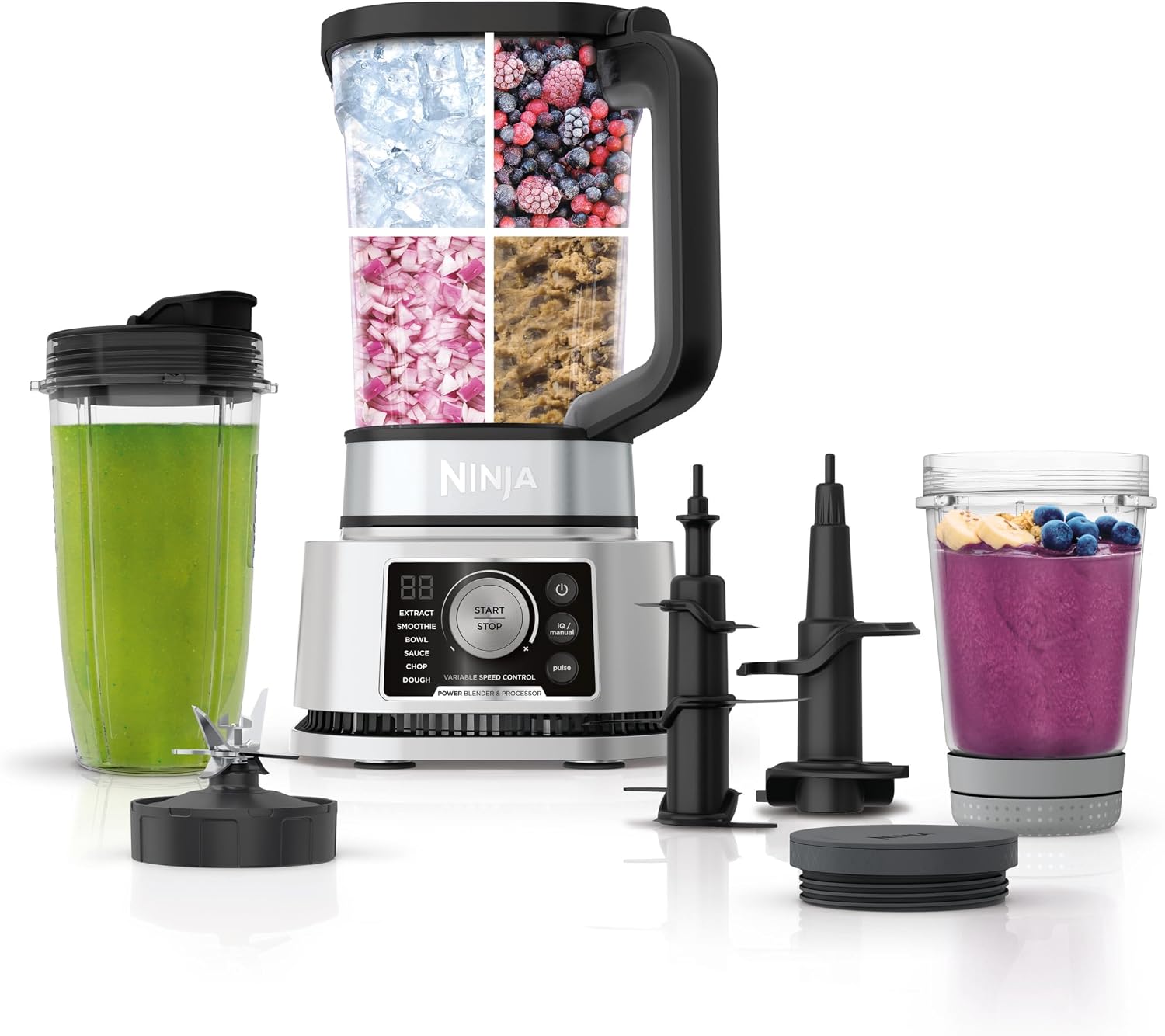 SS151 TWISTi Blender DUO, High-Speed 1600 WP Smoothie Maker & Nutrient Extractor, 5 Functions Smoothie, Spreads & More, smartTORQUE, 34-oz. Pitcher & (2) To-Go Cups, Gray - Image 4