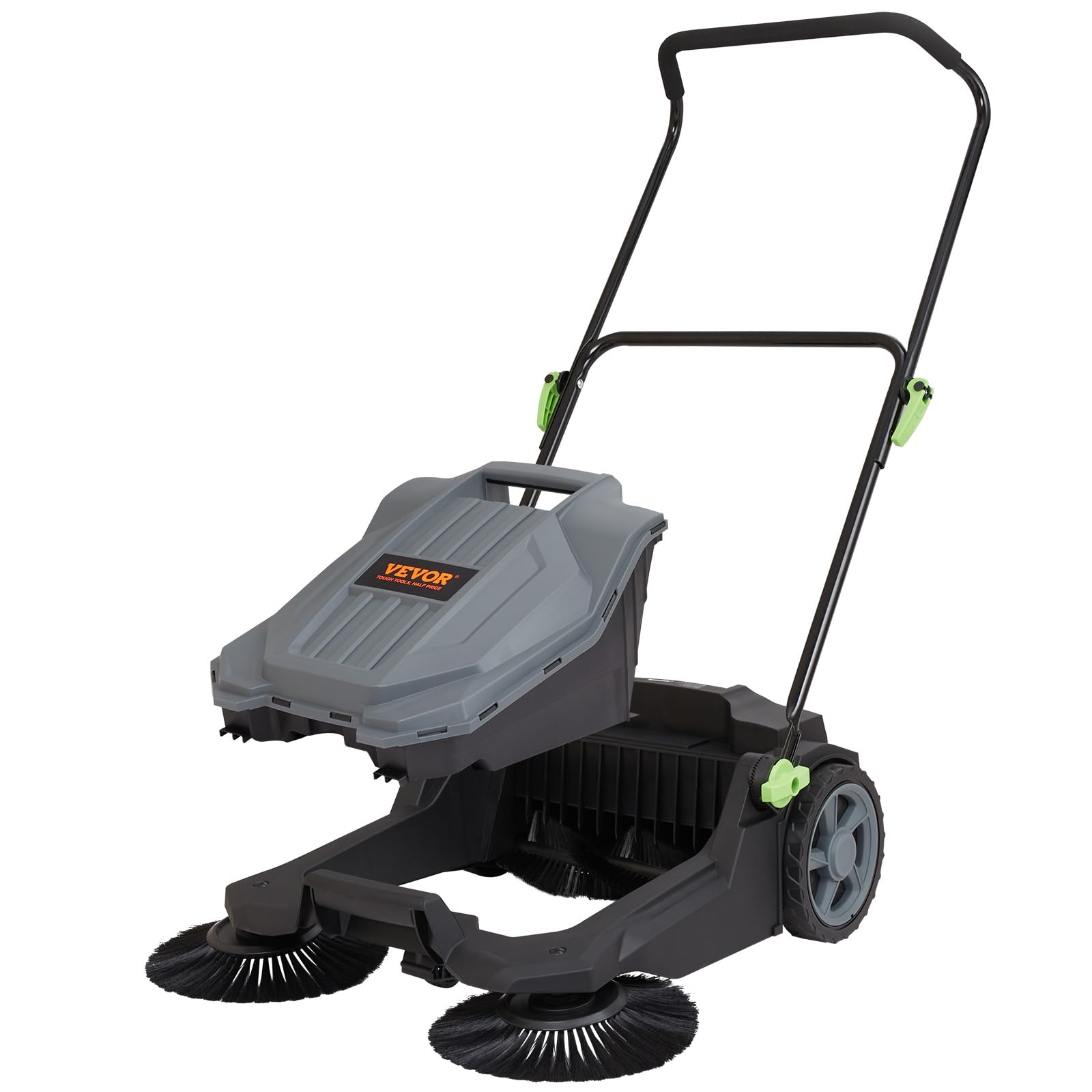 Walk-Behind Hand Push Floor Sweeper, 5-Gallon Waste Container, Manual Outdoor Sweeping Machine - Image 9