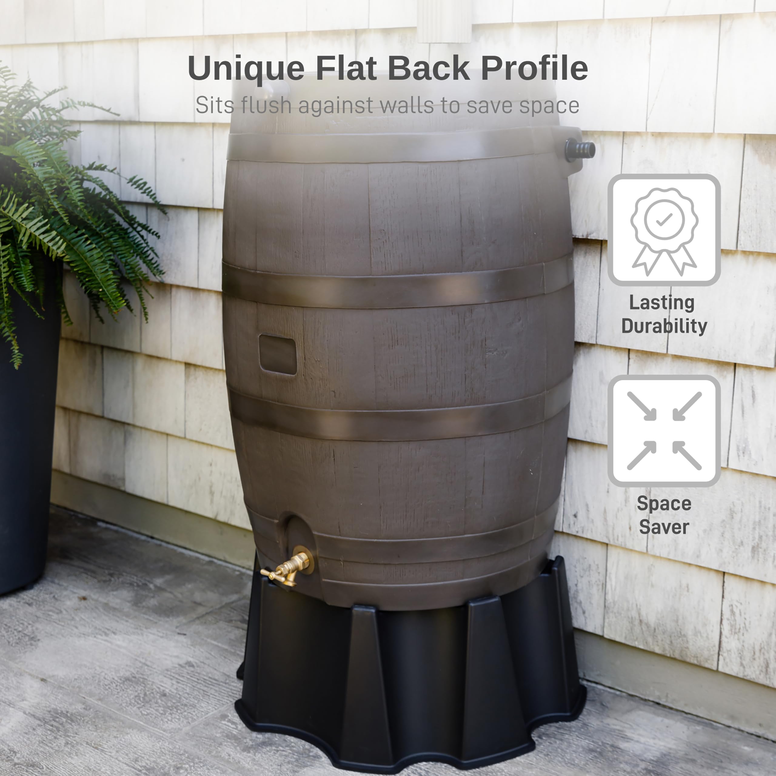 50 Gallon Rain Barrel with Brass Spigot, Large Outdoor Rainwater Collection and Storage Container for Garden - Image 34