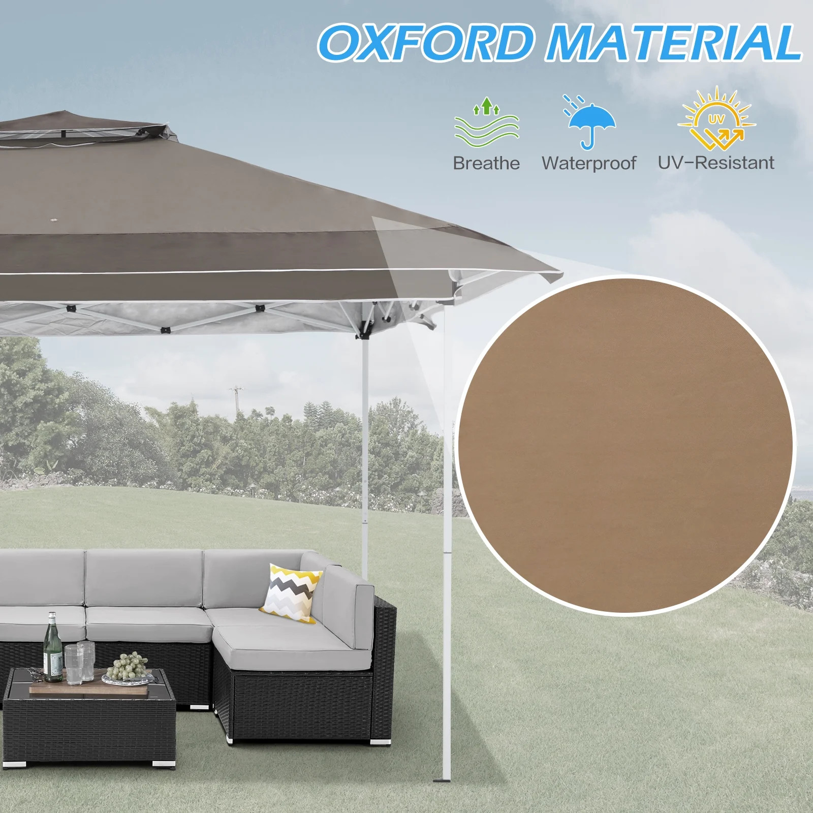 AVAWING 12x12 ft Outdoor Pop-up Canopy Party Tent Easy Setup Patio Wedding Tent, Khaki - Image 53