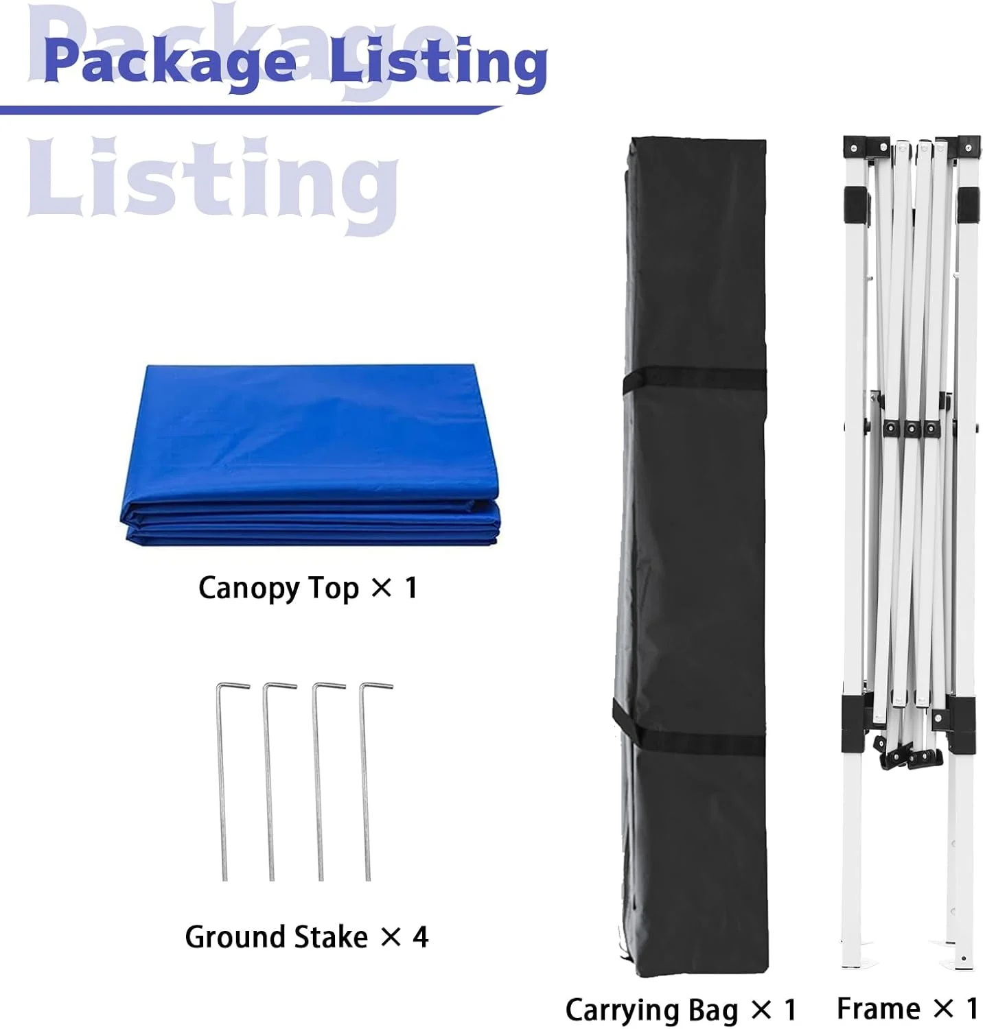 Canopy Tent, 10X10 FT Pop Up Canopy Outdoor Instant Tent Slant Legs with Carrying Bag, Portable Gazebo Shelter for Patio Deck Garden and Beach - 8X8 FT Canopy Cover (Dark Blue) - Image 15