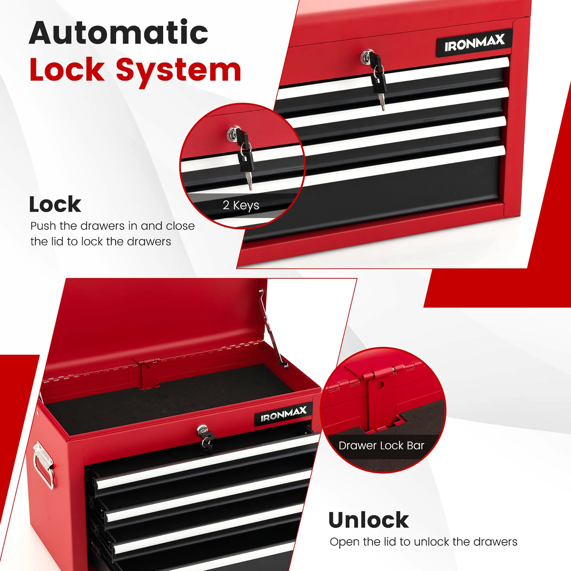Gymax 6-Drawer Rolling Tool Chest Lockable Tool Box and Storage Cabinet Garage Workshop - Image 6