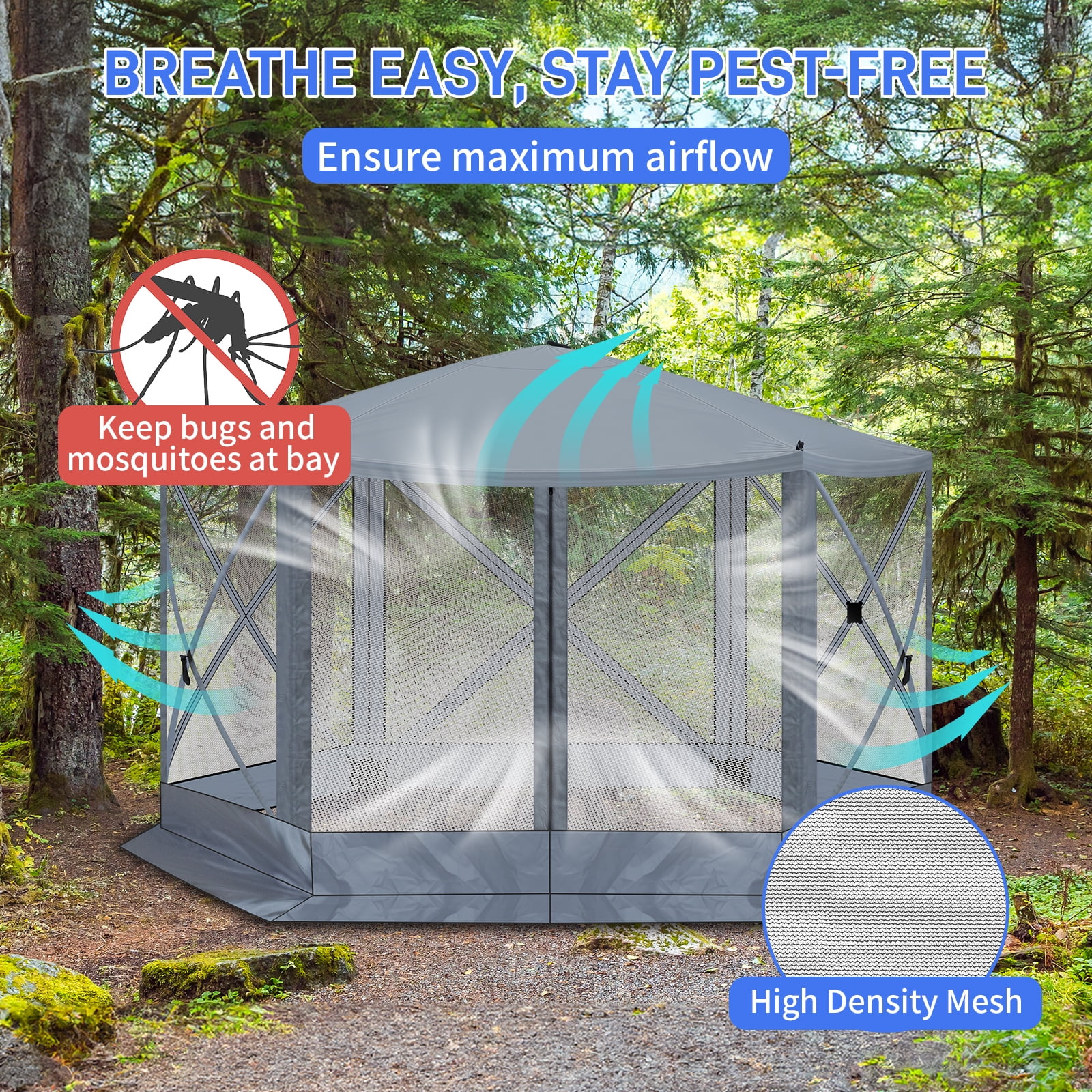 UBesGoo 12 x 12 Ez Pop Up Gazebo Canopy Tent with Mosquito Netting for Patio, Camping and Picnic Includes Carry Bag - Image 5
