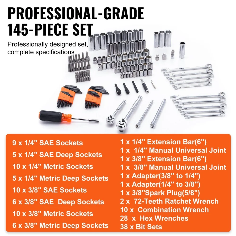 VEVOR Mechanics Tool Set and Socket Set 1/4 - Image 5