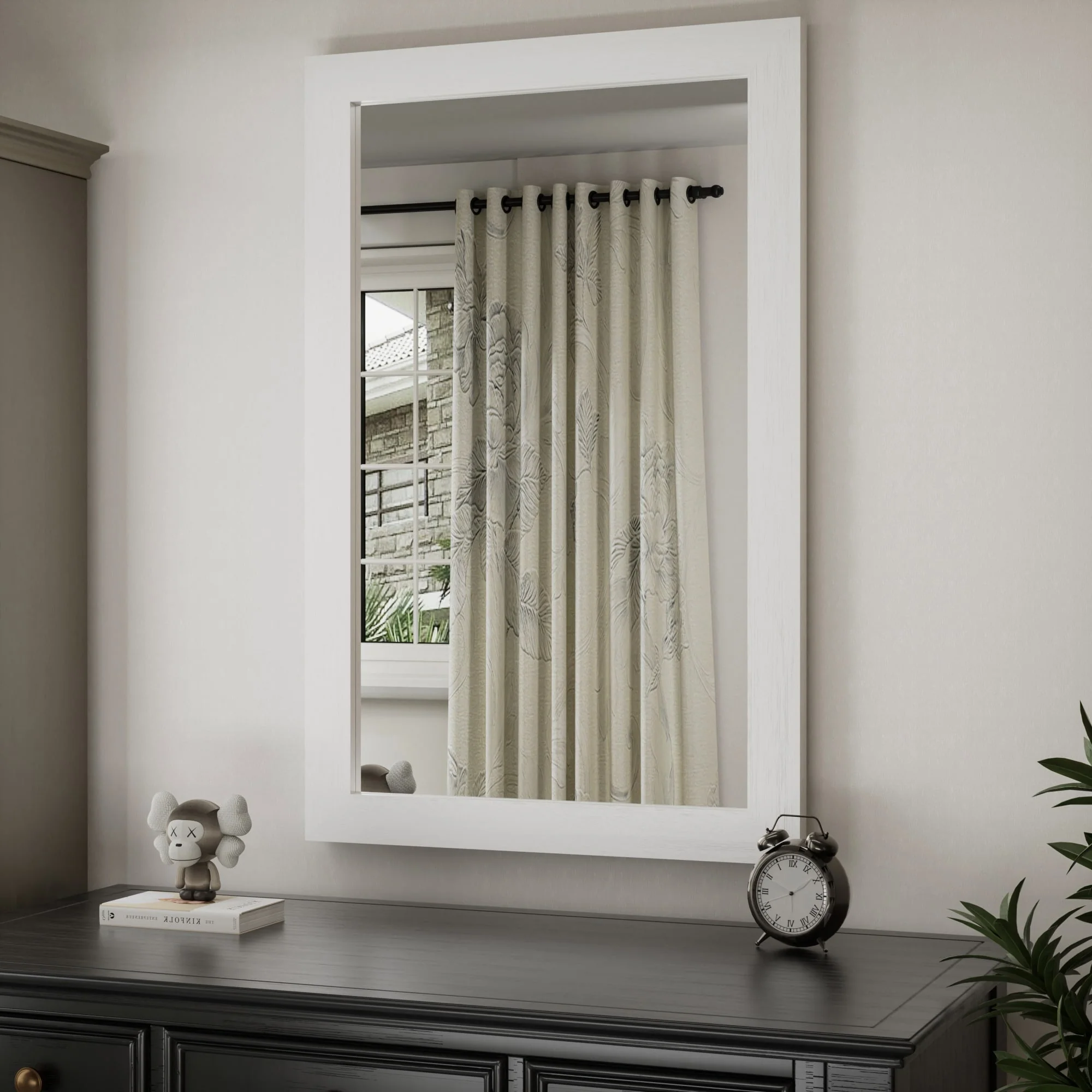 Modern Rectangular Wall Mirror with Wood Frame, Bathroom and Barn Door Mirror, Multiple Sizes - Image 27