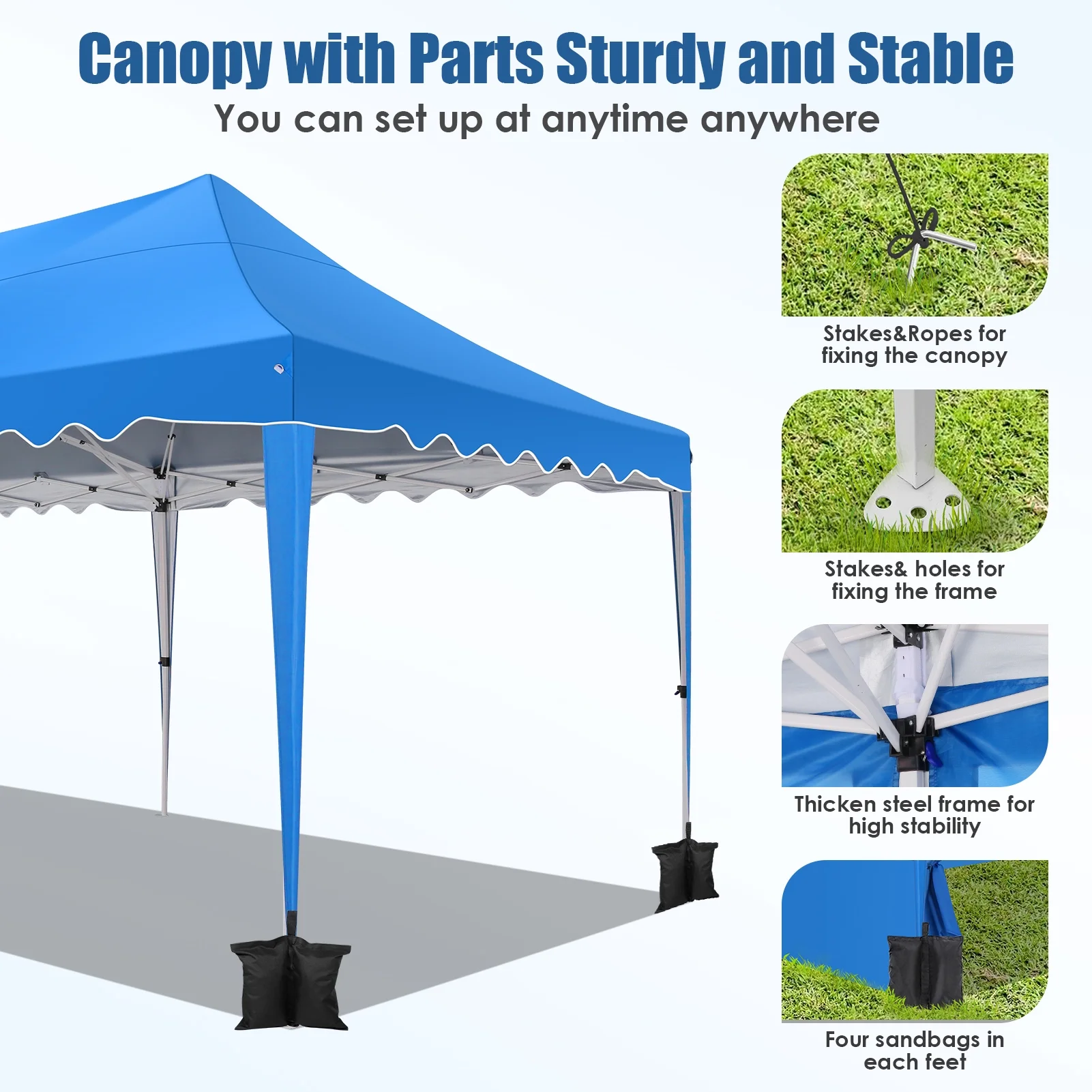 SANOPY 10' x 20' Pop up Canopy Party Tent with 6 Removable Sidewalls, Wave Eave Outdoor Waterproof Patio Gazebo Tent with Carry Bag, Backyards Camping Picnics, Black - Image 31