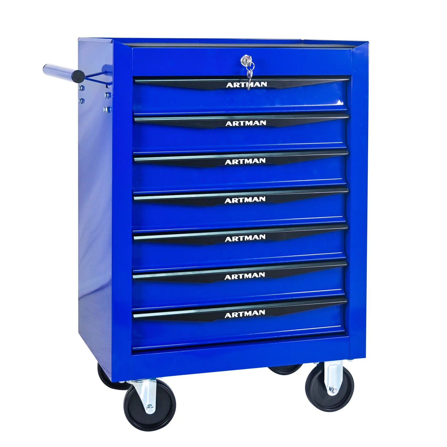 FARONZE Rolling Metal Tool Chest with 7 Drawers, 20" Steel Storage Cabinet with Ball Bearing Slides, Black and Blue Finish - Image 3