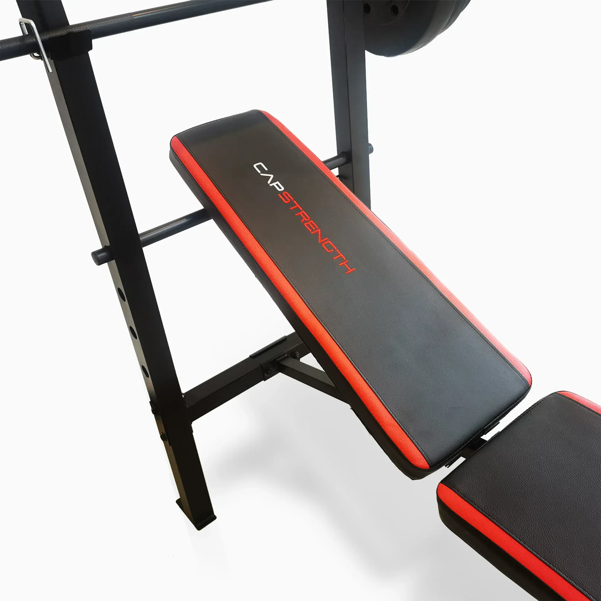 Adjustable Standard Weight Bench with Rack and Leg Extension, 90 lb. Weight Set - Image 3
