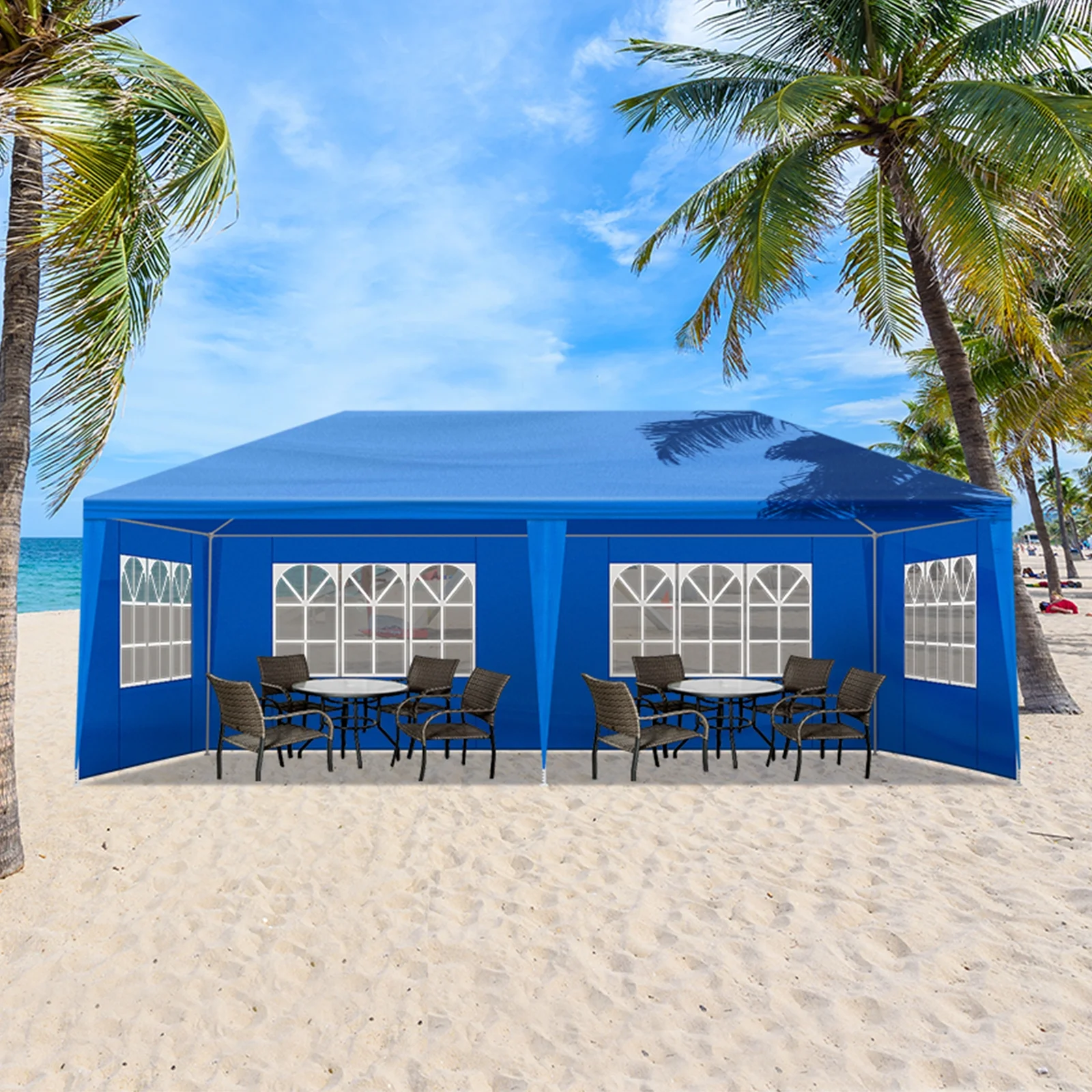 10'x20' Outdoor Party Tent with 6 Removable Sidewalls, Waterproof Canopy Patio Wedding Gazebo, Blue - Image 5