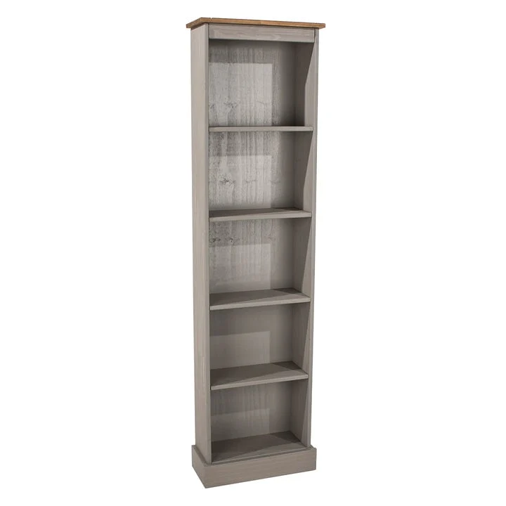 Tall Narrow Wood Bookcase, Slim Freestanding Bookshelf for Small Spaces, Home Office and Living Room - Image 5