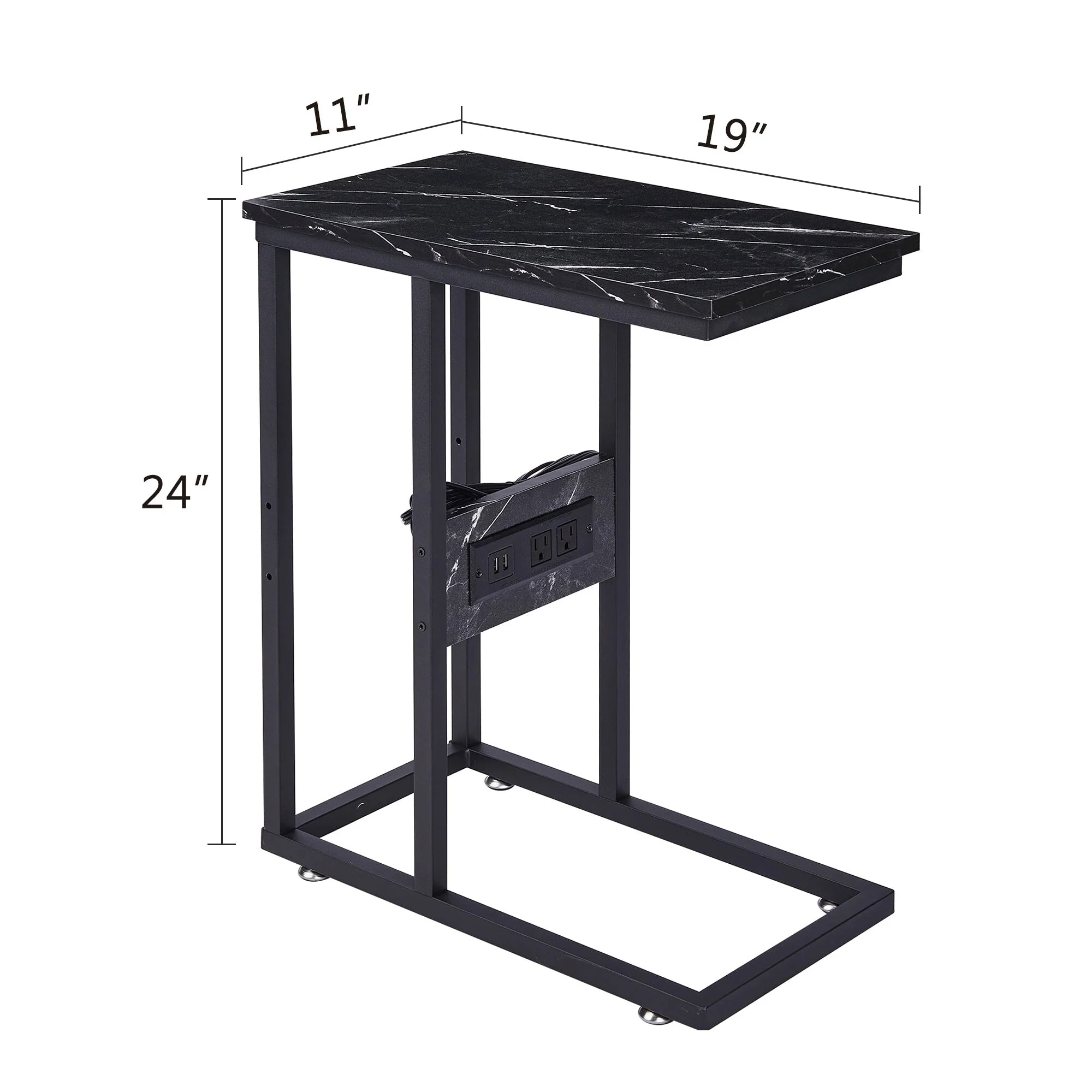 Set of 2 C-Shaped Sofa Side Tables, Small End Tables for Living Room, Bedside and TV Tray - Image 25