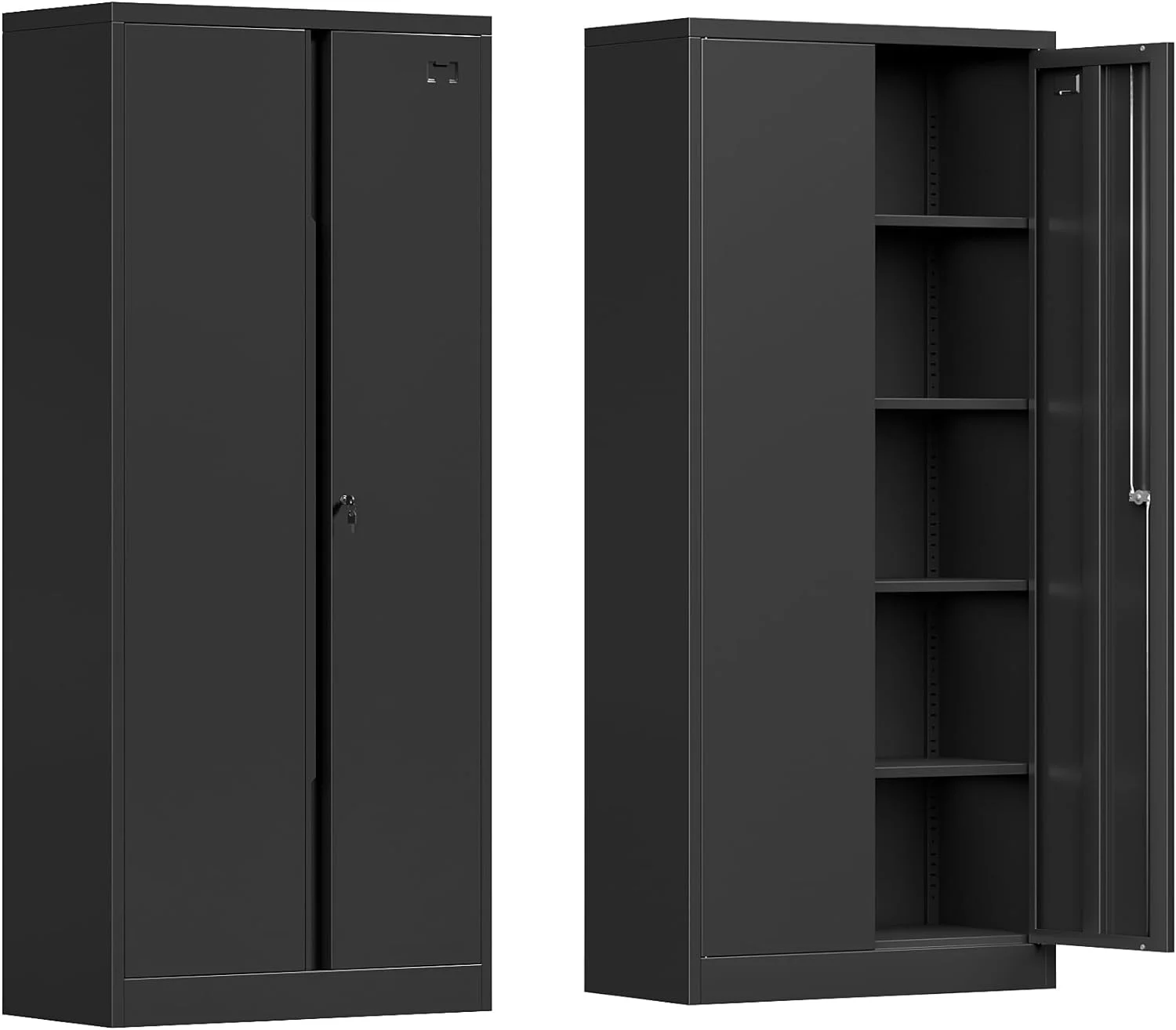 Metal Storage Cabinet, Garage Storage Cabinet with Doors and 2 Adjustable Shelves, 36" White Metal Cabinet, Locking Cabinet for Home,Garage,Office,School - Image 11