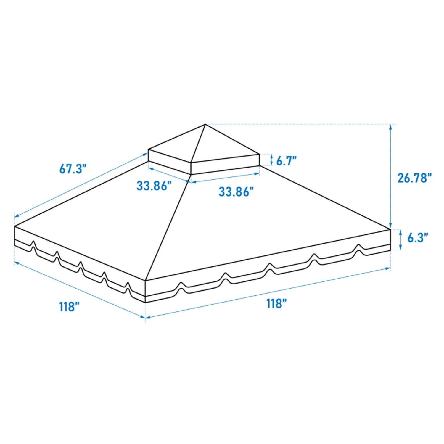 10x10 Ft Outdoor Patio Gazebo Replacement Canopy Double Tiered Gazebo Tent Roof Top Cover Only Great Wall Border Frame Not Include-beige - Image 10