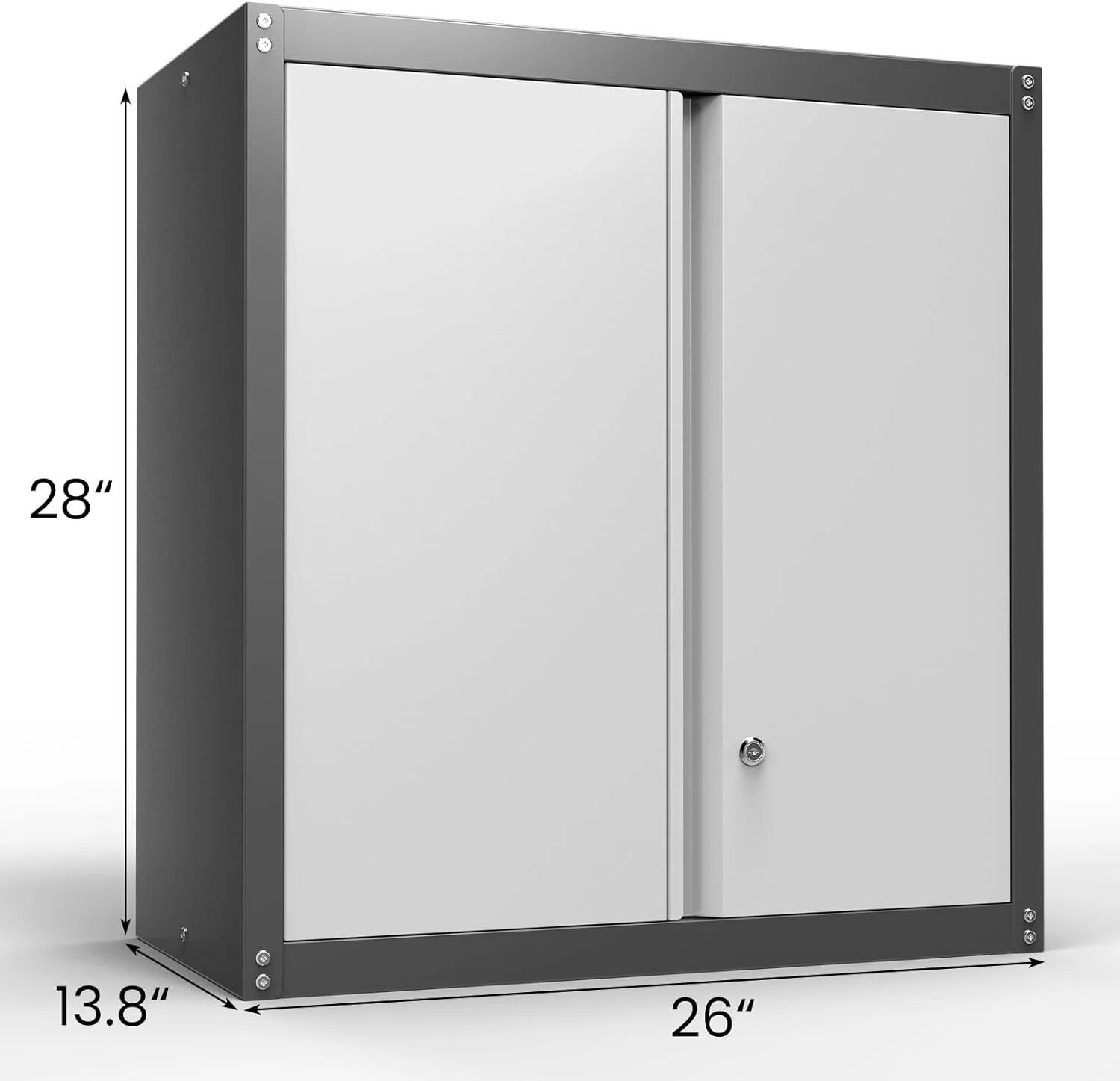 Garage Storage Cabinets Wall Mounted, 28-H Wall Cabinet Storage for Tools, Metal Cabinets with Doors and Shelves, Locking Wall Cabinet, Floating Garage Tool Cabinet for Warehouse - Image 4