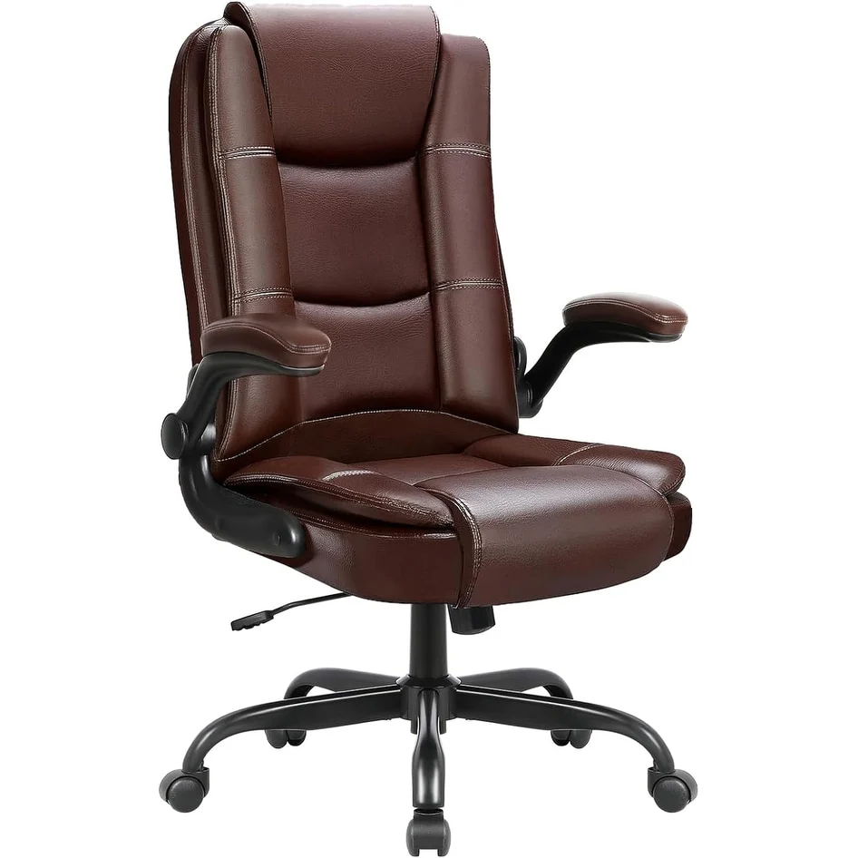Big and Tall Ergonomic Office Chair, High Back Leather Executive Computer Chair with Padded Flip-Up Arms - Image 2