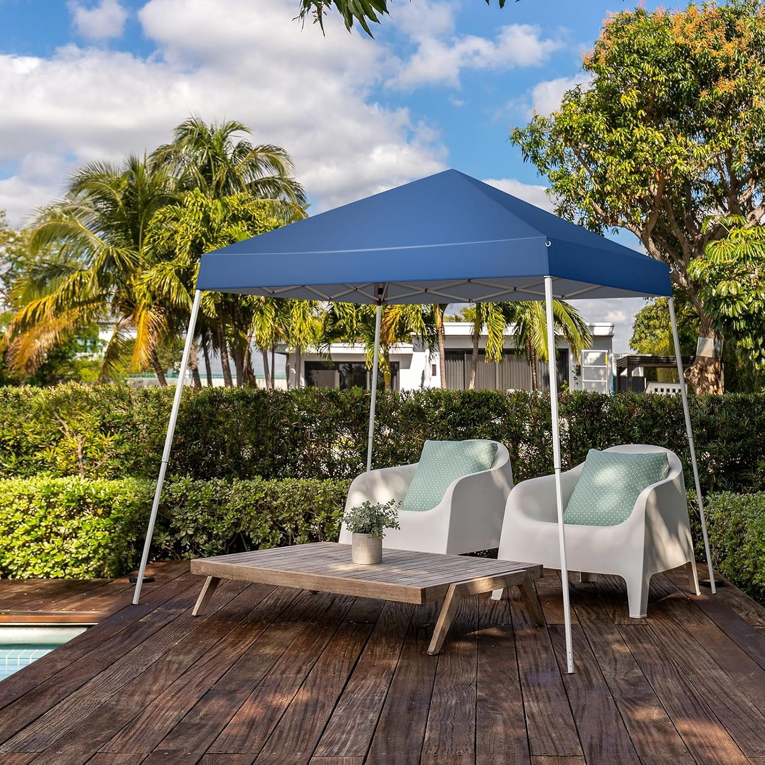 6x6 ft Pop Up Canopy Tent, Outdoor Foldable Portable Canopy for Camping, Patio, Easy Up Gazebo with Carry Bag Slant Legs - Image 8