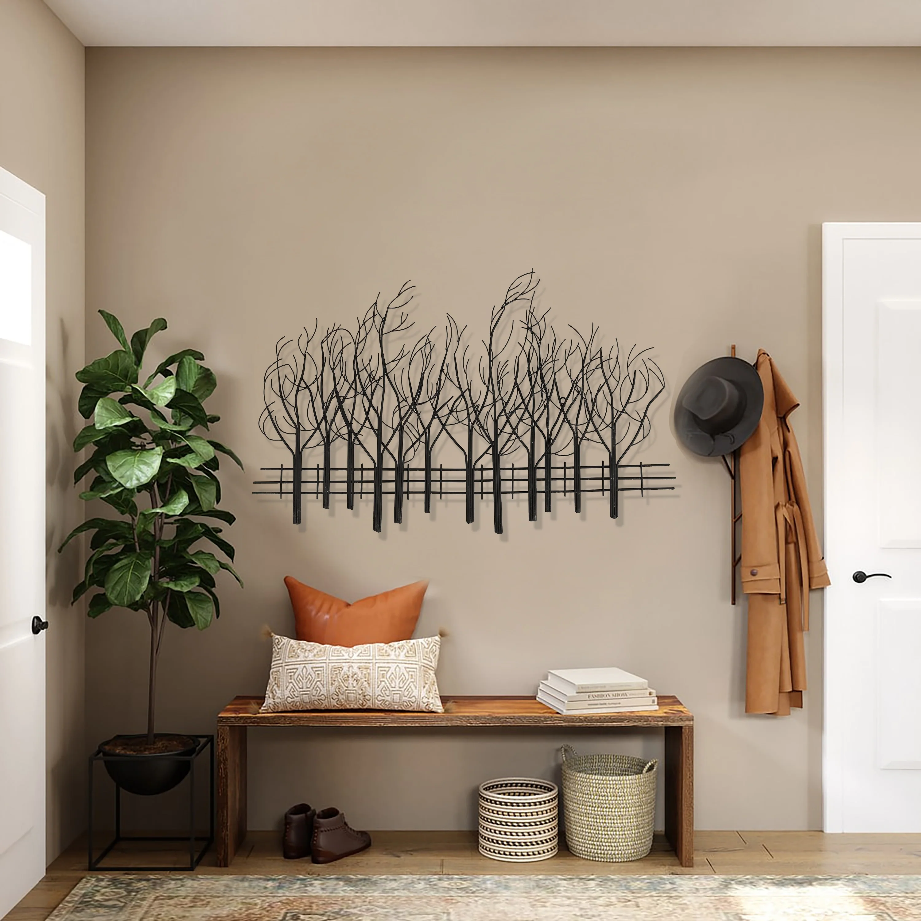 Black Metal Tree Wall Decor, Modern Forest Design Wall Art Sculpture for Living Room, Bedroom and Home Decoration - Image 6