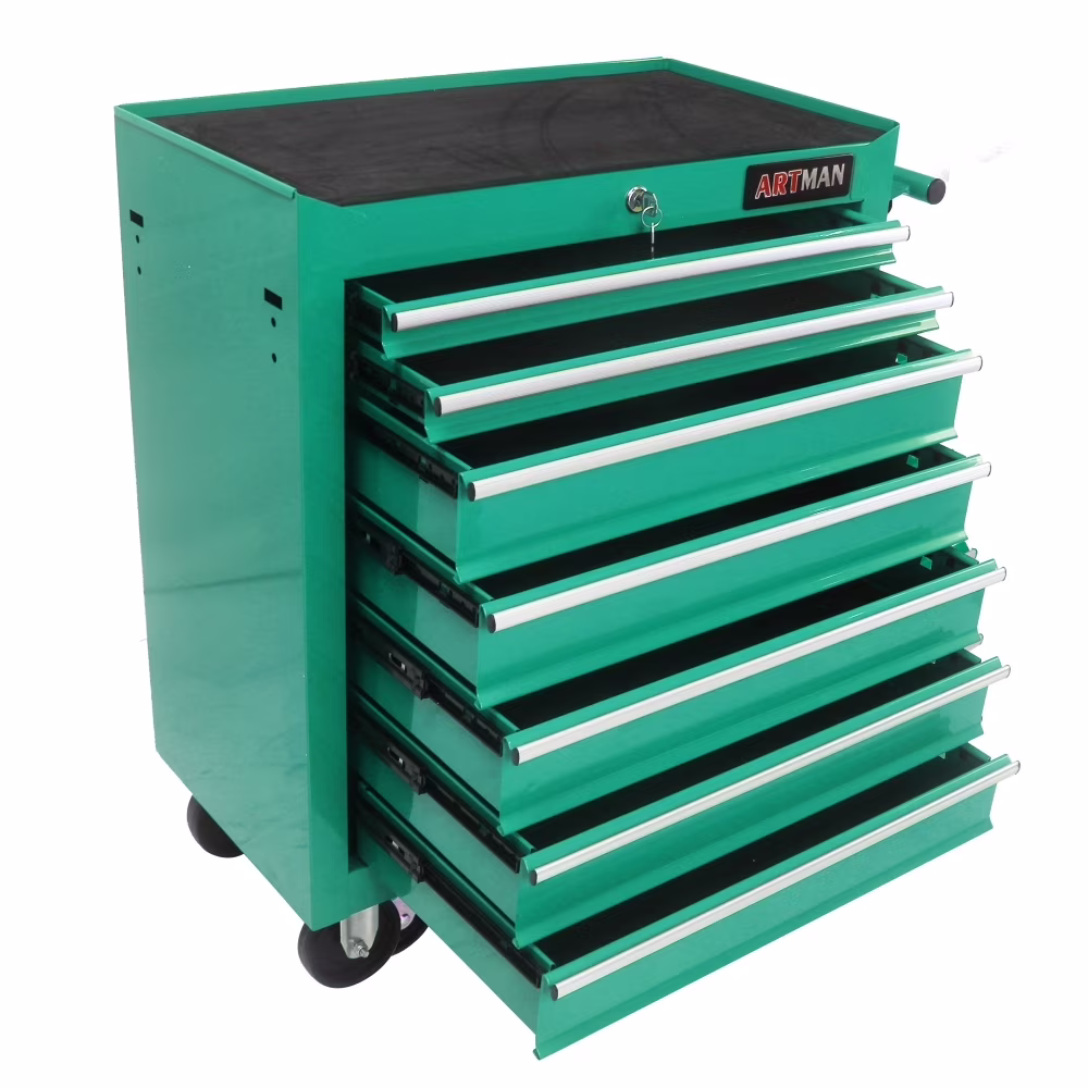 7-Drawer Metal Rolling Tool Chest with Wheels, Tool Storage Cabinet with Locking System, Toolbox with Wheels for Garage, Warehouse, Workshop, Repair Shop, Red - Image 3