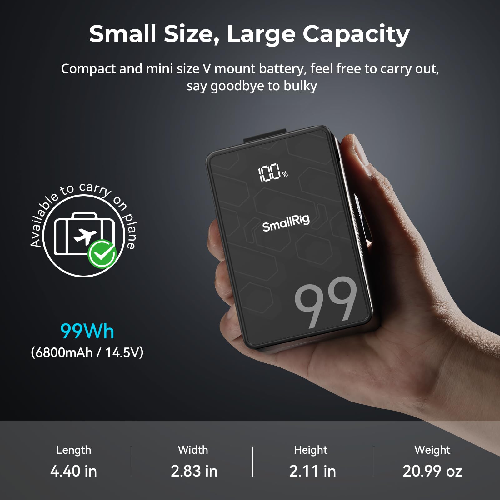 99Wh 6800mAh V Mount Battery, Rechargeable Professional Camera Battery for Video and Photography - Image 3