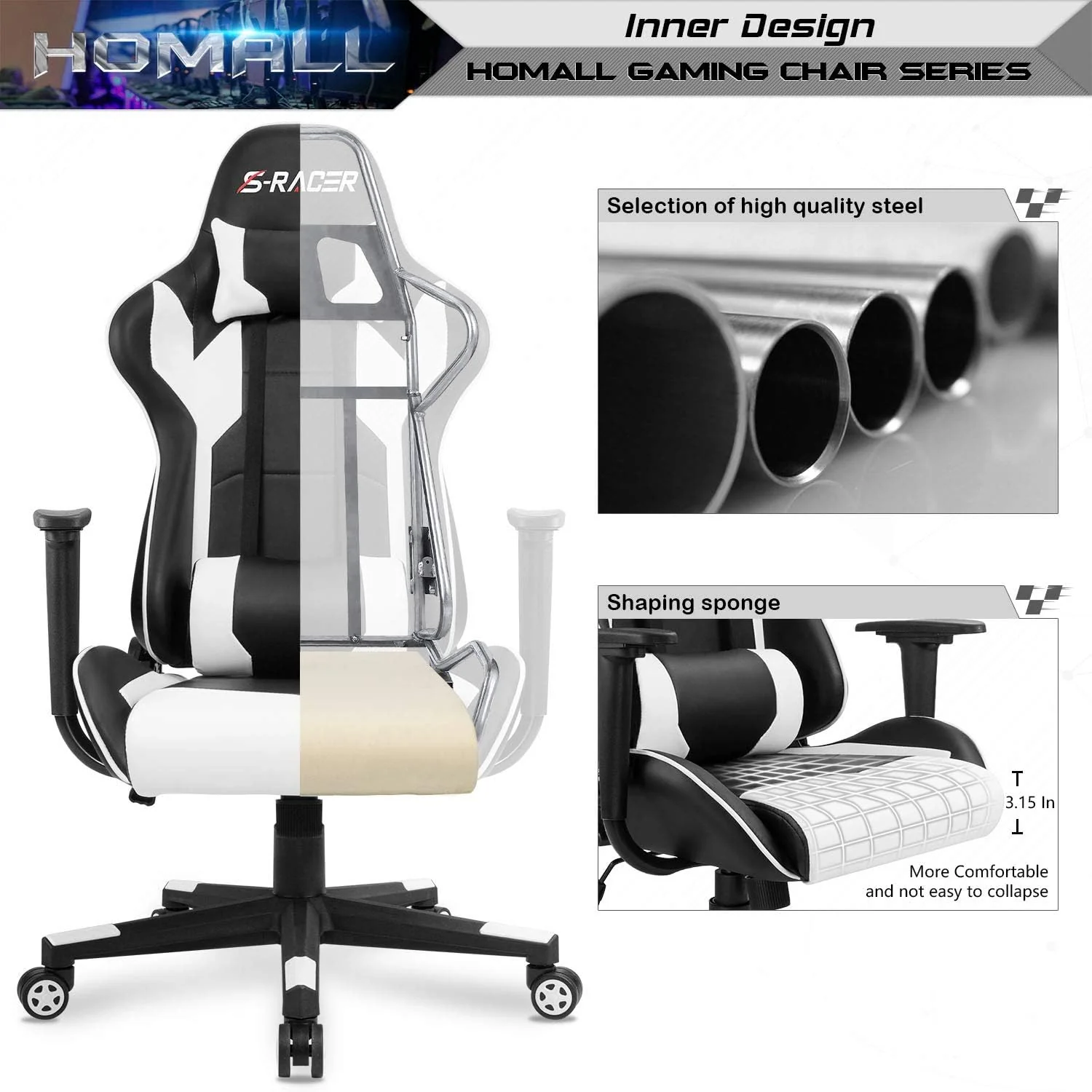 Ergonomic Leather Gaming Chair, High Back Computer Desk and Office Chair for Gaming, Home Office and Work - Image 6
