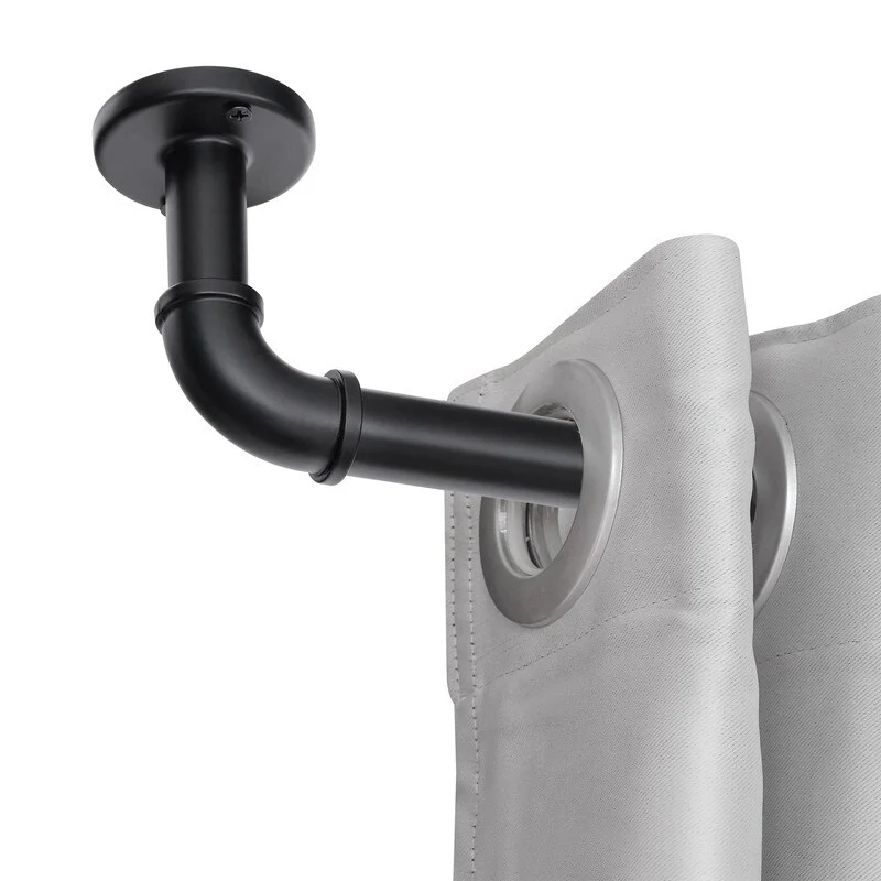 1 Inch Industrial Curtain Rods for Windows, Blackout Wrap-Around Rods, Rustic Matte Black - Image 6