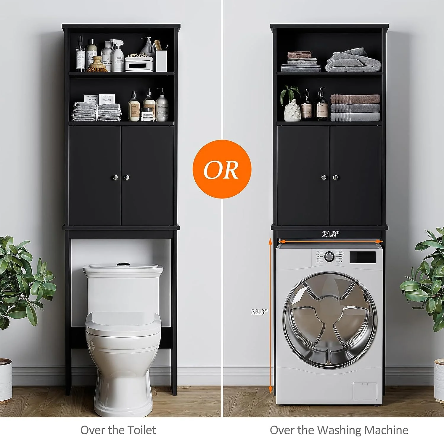 Sobaniilo Over The Toilet Storage Cabinet for Bathroom, Storage Organizer Over Toilet, Space Saver W/Adjustable Shelf & Open Storage Shelf, 75in, White - Image 17