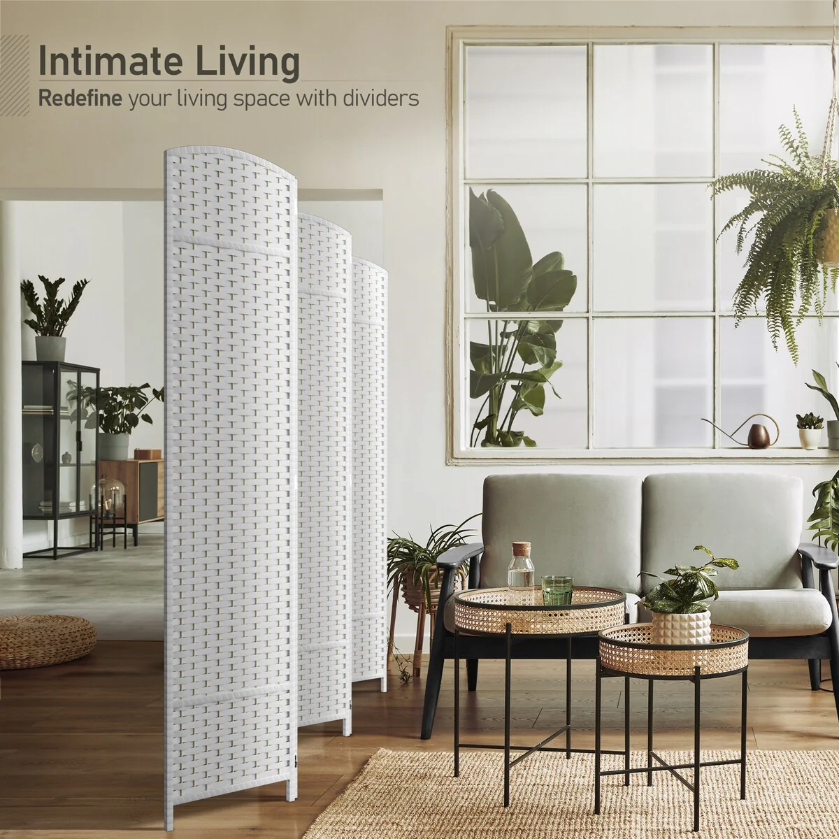 6 Panel Room Divider, 6ft Tall Extra Wide Folding Privacy Screen with Hand-Woven Mesh Panels - Image 18