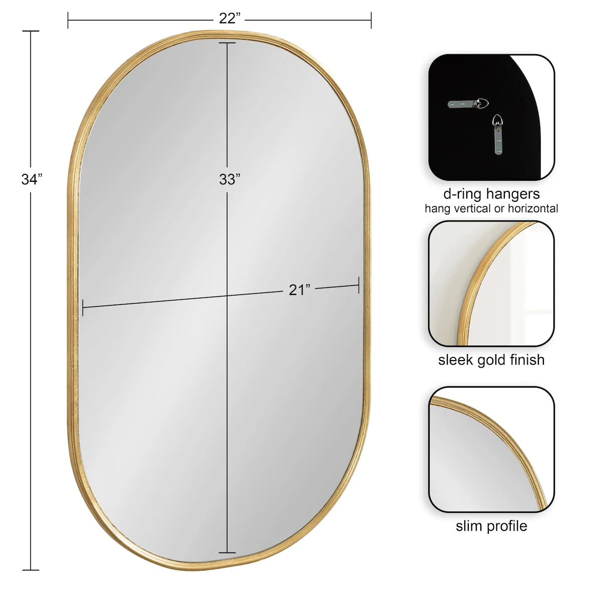 Modern Capsule Framed Wall Mirror, Decorative Oval Accent Mirror for Living Room, Bedroom and Entryway - Image 87