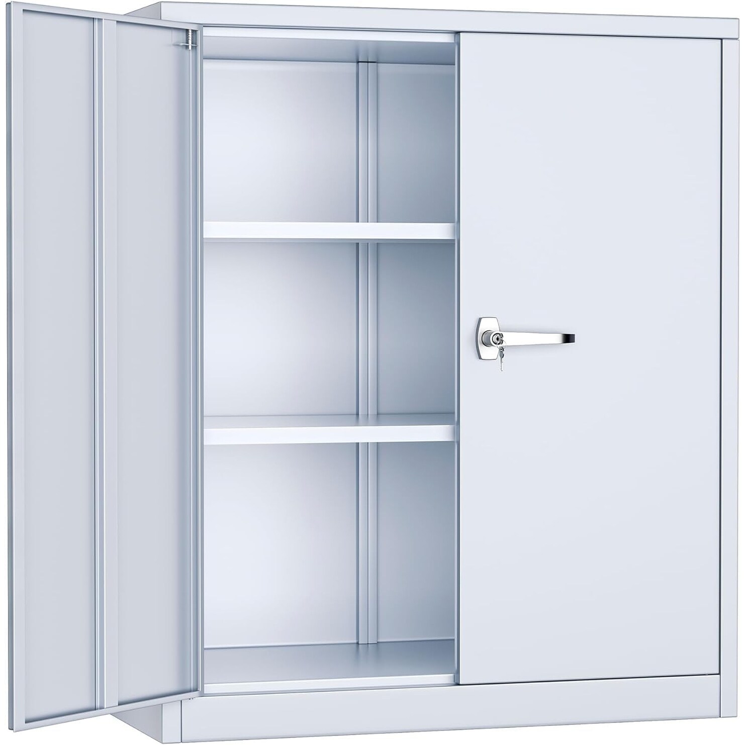 36" Metal Garage Storage Cabinet with 2 Locking Doors and 2 Adjustable Shelves Grey - Image 5
