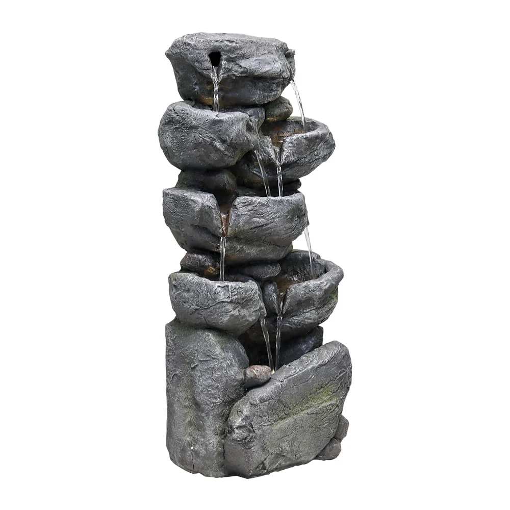 chrismas clearnace-?Stacked Rock Fountain with LED Lights - Outdoor Water Fountains Cascading Floor Water Feature Art Decor for Garden,Pation, Deck, Porch - Image 7
