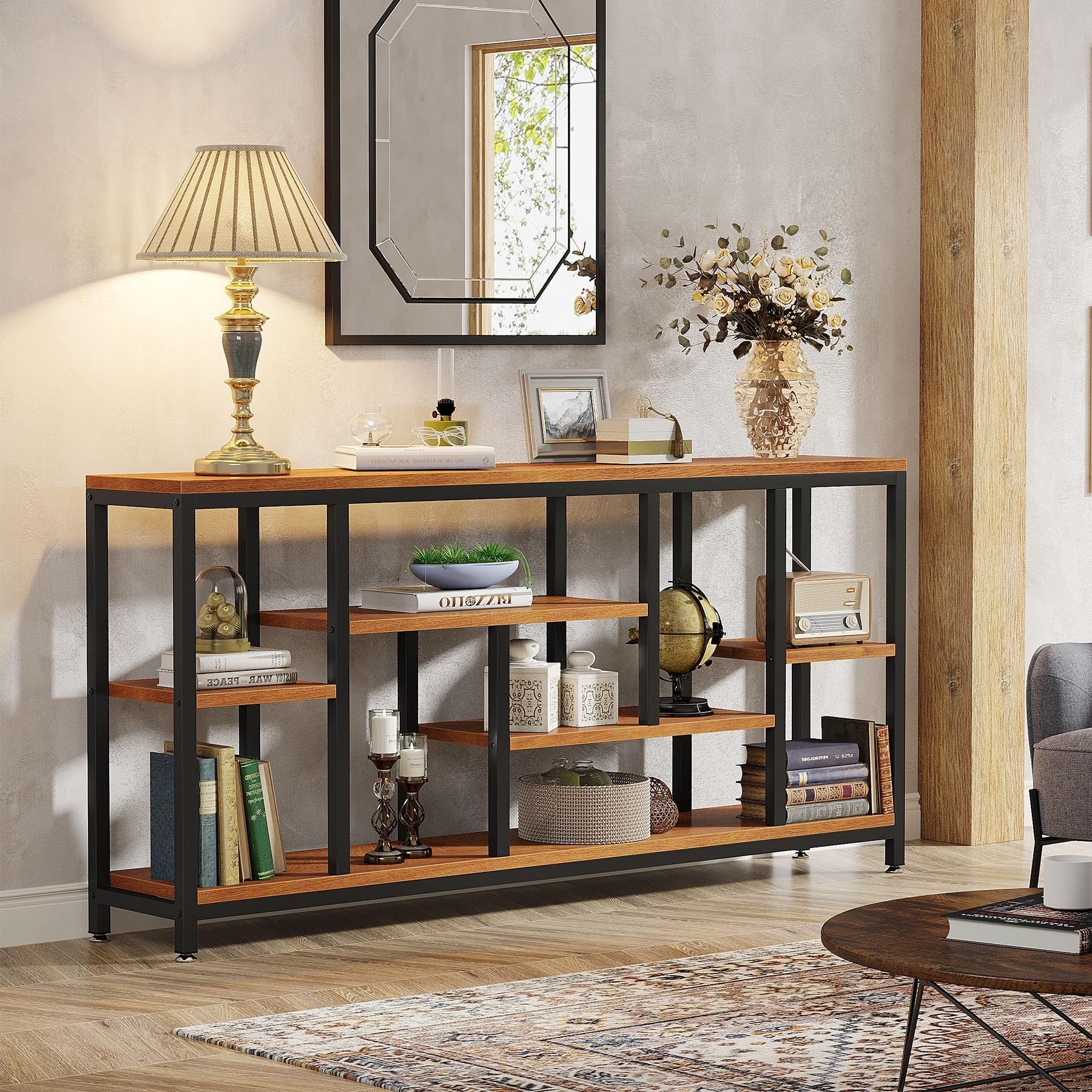 70.9 Inch Console Sofa Table with Storage, 3-Tier Entryway Table for Hallway - Image 12
