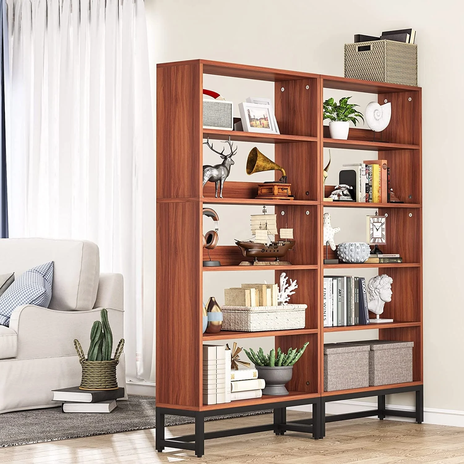 70.87 Inch Tall 5-Tier Bookcase, Large Bookshelf with 31.5 Inch Wide Storage - Image 9