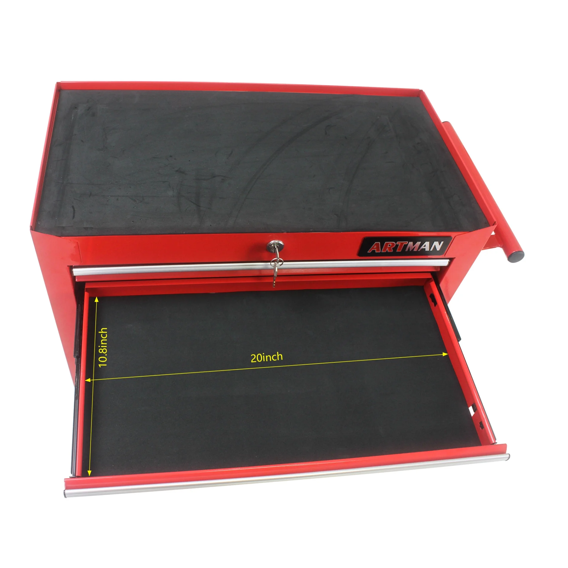7-Drawer Metal Rolling Tool Chest with Wheels, Tool Storage Cabinet with Locking System, Toolbox with Wheels for Garage, Warehouse, Workshop, Repair Shop, Red - Image 8