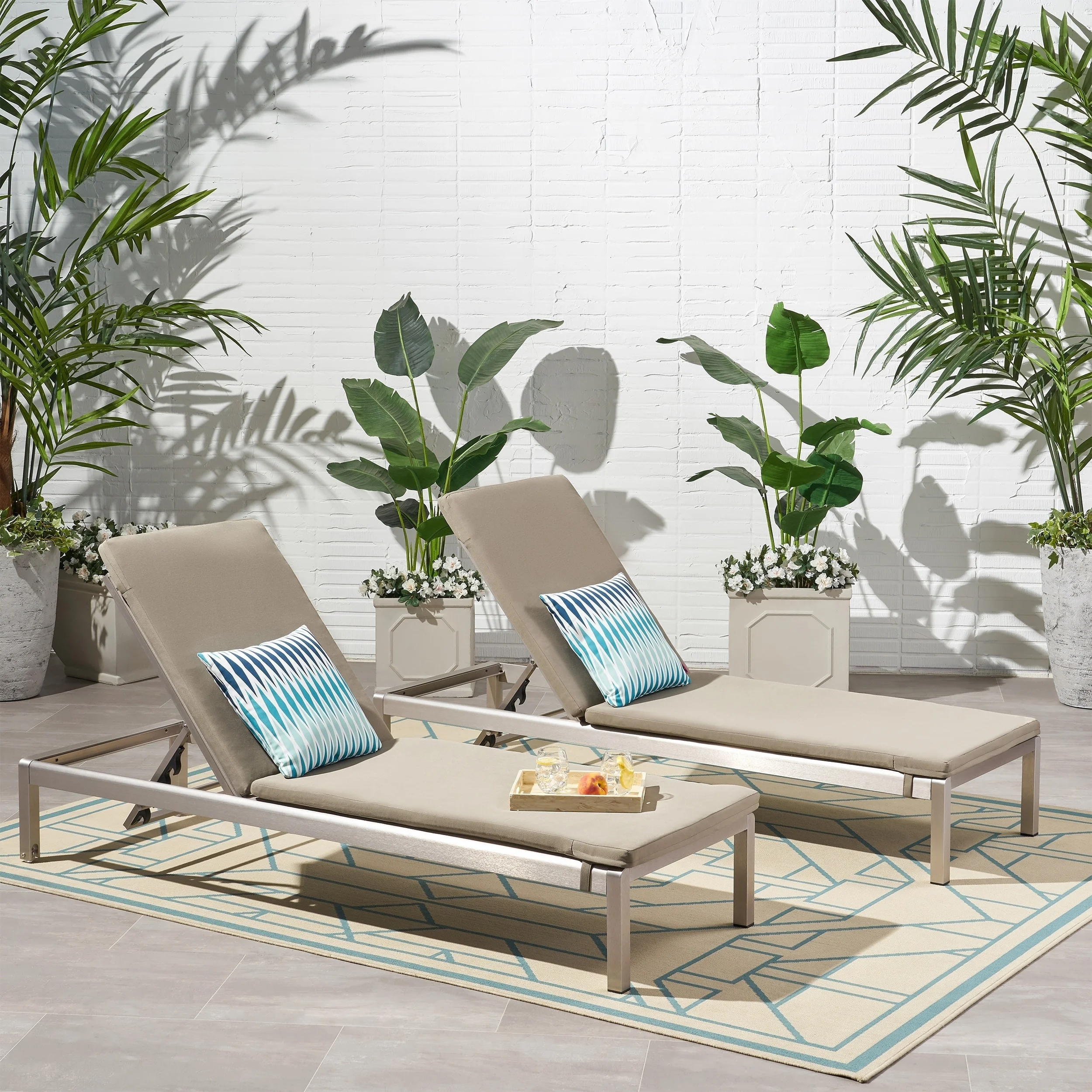 Christopher Knight Home Cape Coral Outdoor Chaise Lounge with Cushion (Set of 2) by - Image 3