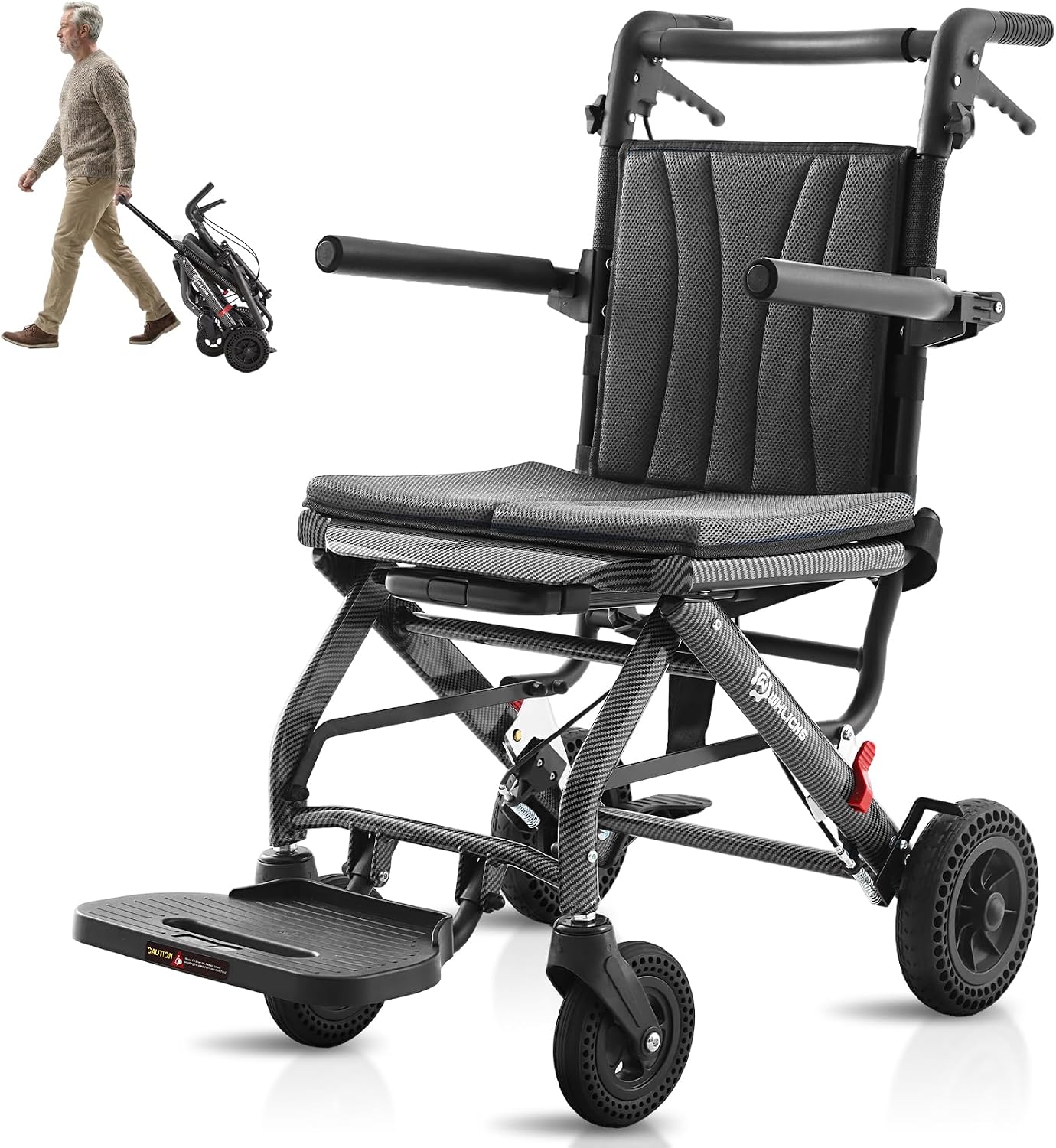 Wheelchairs for Adults Transport Chair Lightweight Foldable with Telescopic Handle,17" Width Compact Portable Folding Travel Wheel Chairs for Seniors - Image 8