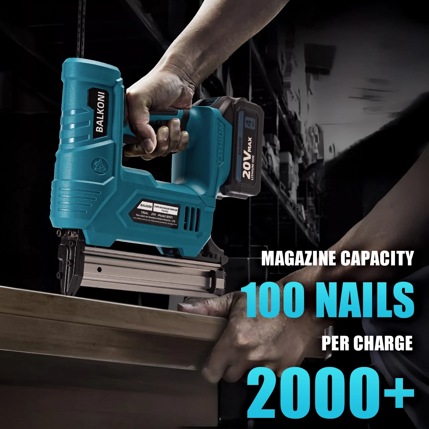 BALKONI 18 Gauge Cordless Finish Nail Gun,F10-F32 MAX, with 2*1500 mAh Battery and A Charger, 1000 Piece F30 Nails - Image 5