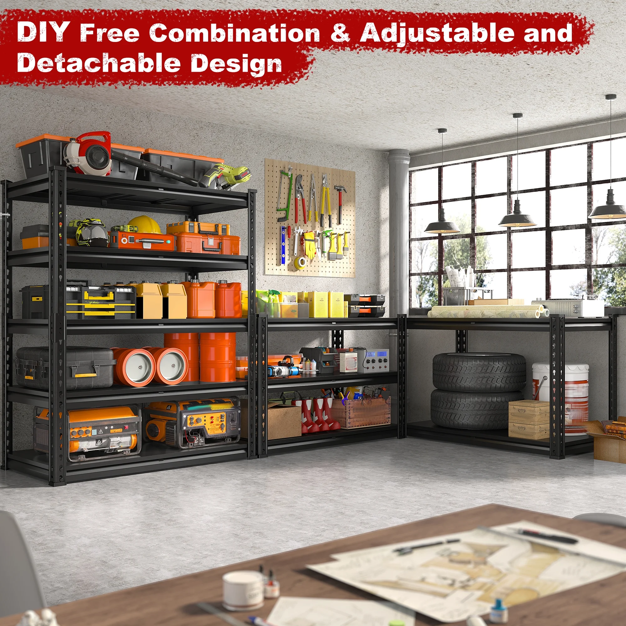 REIBII 3000 LBS Heavy Duty Storage Shelf for Garage Storage 72" Adjustable Metal Shelving Rack - Image 12