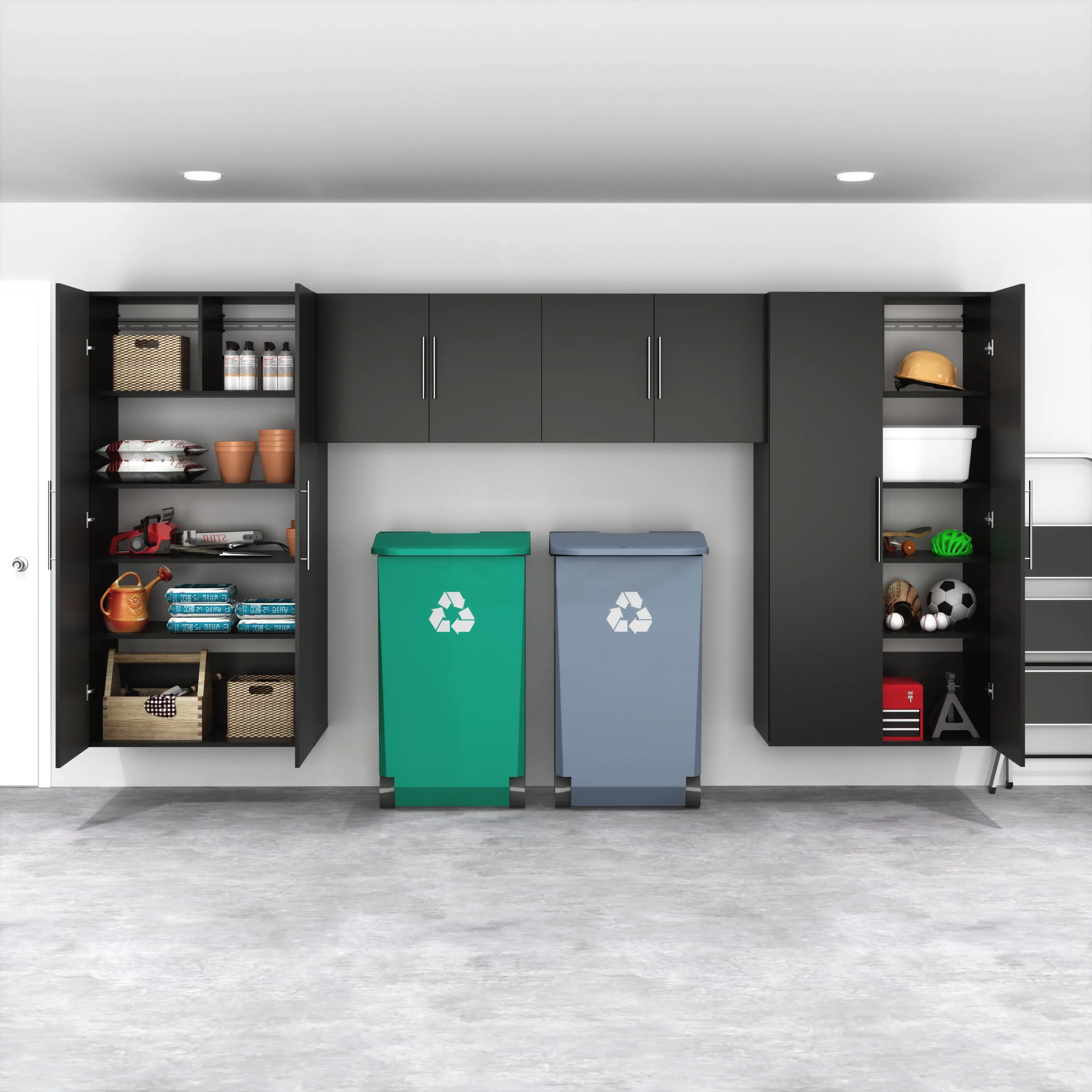 Prepac HangUps 30" Upper Wooden Garage Storage Cabinet in Black - Image 9