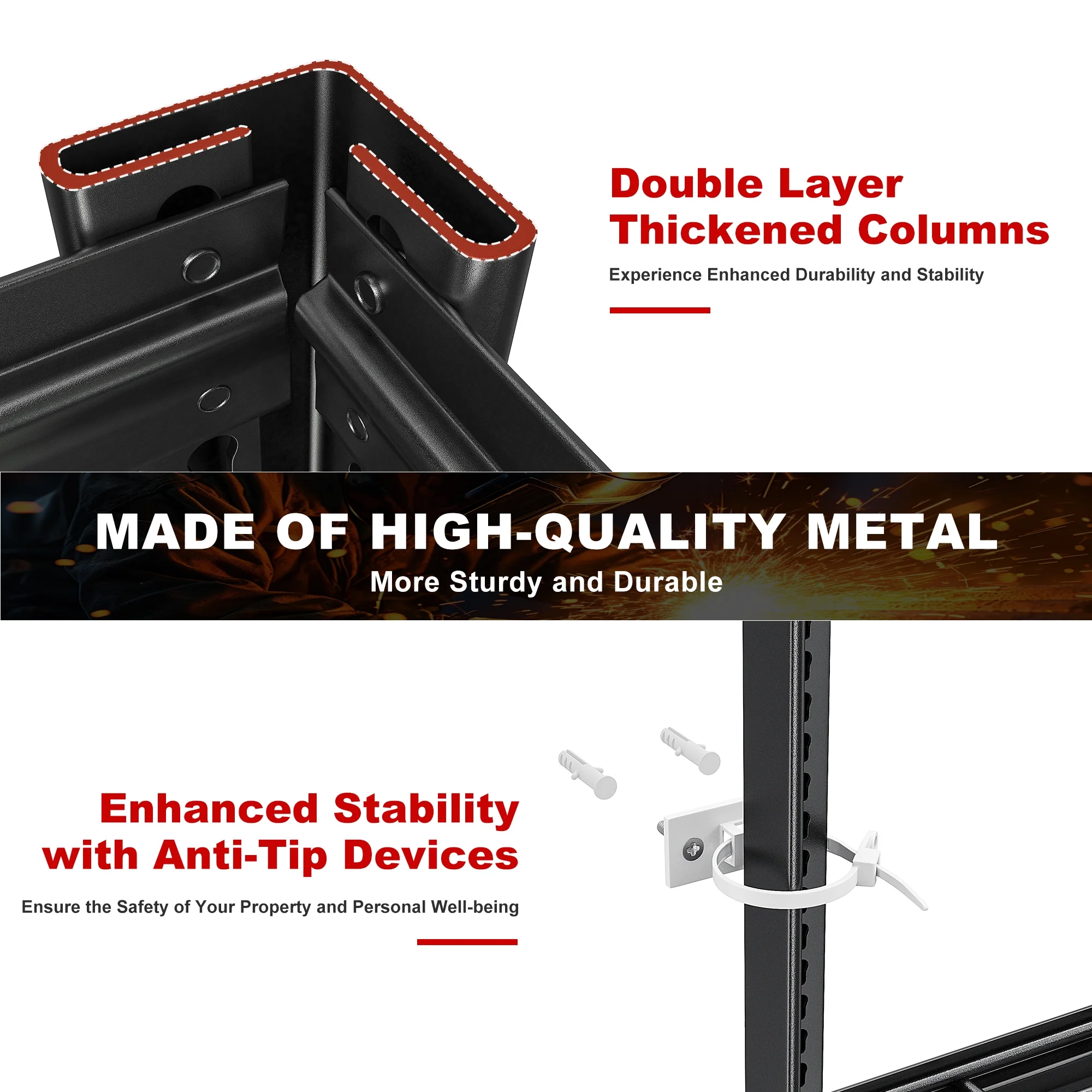 REIBII 55" W Wire Shelving Garage Shelves Heavy Duty 3000lbs Adjustable 5-Tier Storage Rack - Image 12
