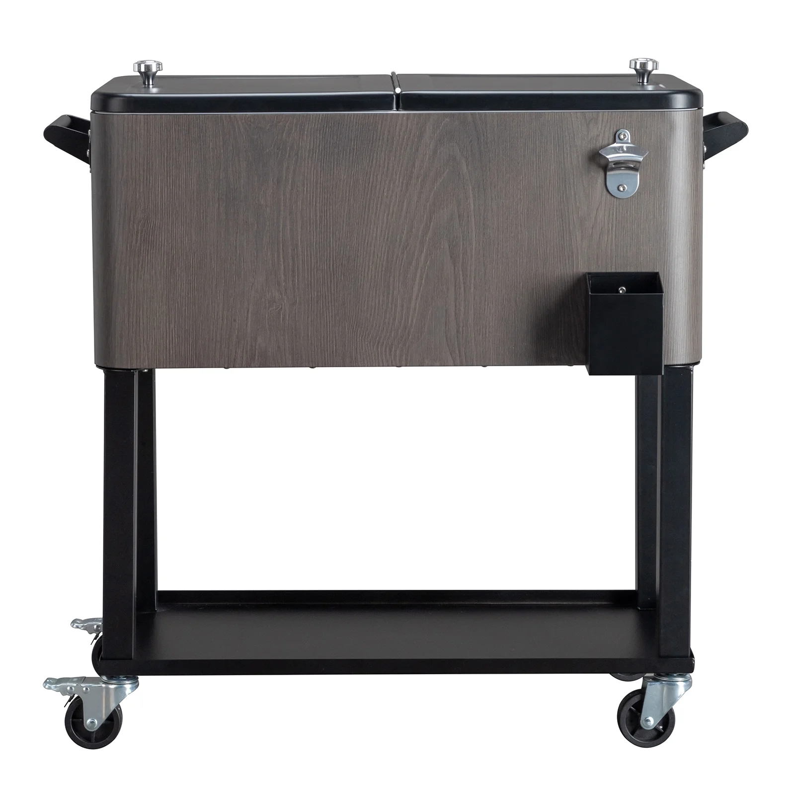 EasingRoom Iron Spray Plastic Patio Cooler Cart with Tray Cooler with Shelf Green - Image 18