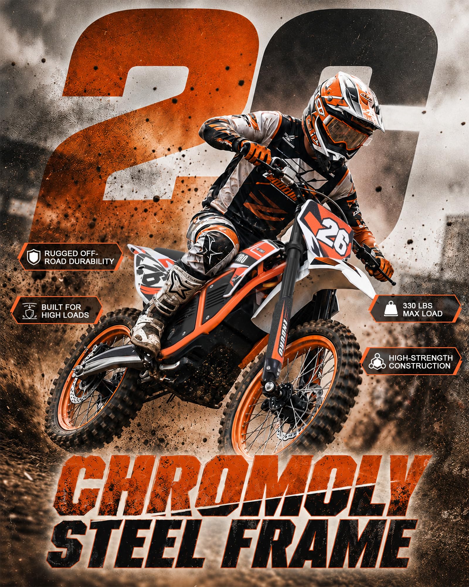 48V Electric Dirt Bike for Teens & Adults, 40MPH, 3000W Peak Motor - Image 3