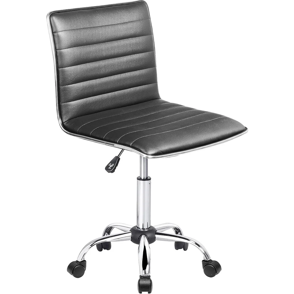 Adjustable Mid-Back Armless Swivel Office Chair, Ribbed Task and Vanity Chair for Small Spaces - Image 4