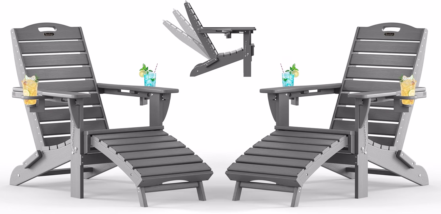 Adjustable Adirondack Chair, Outdoor Fire Pit Chair, Navy Blue - Image 16