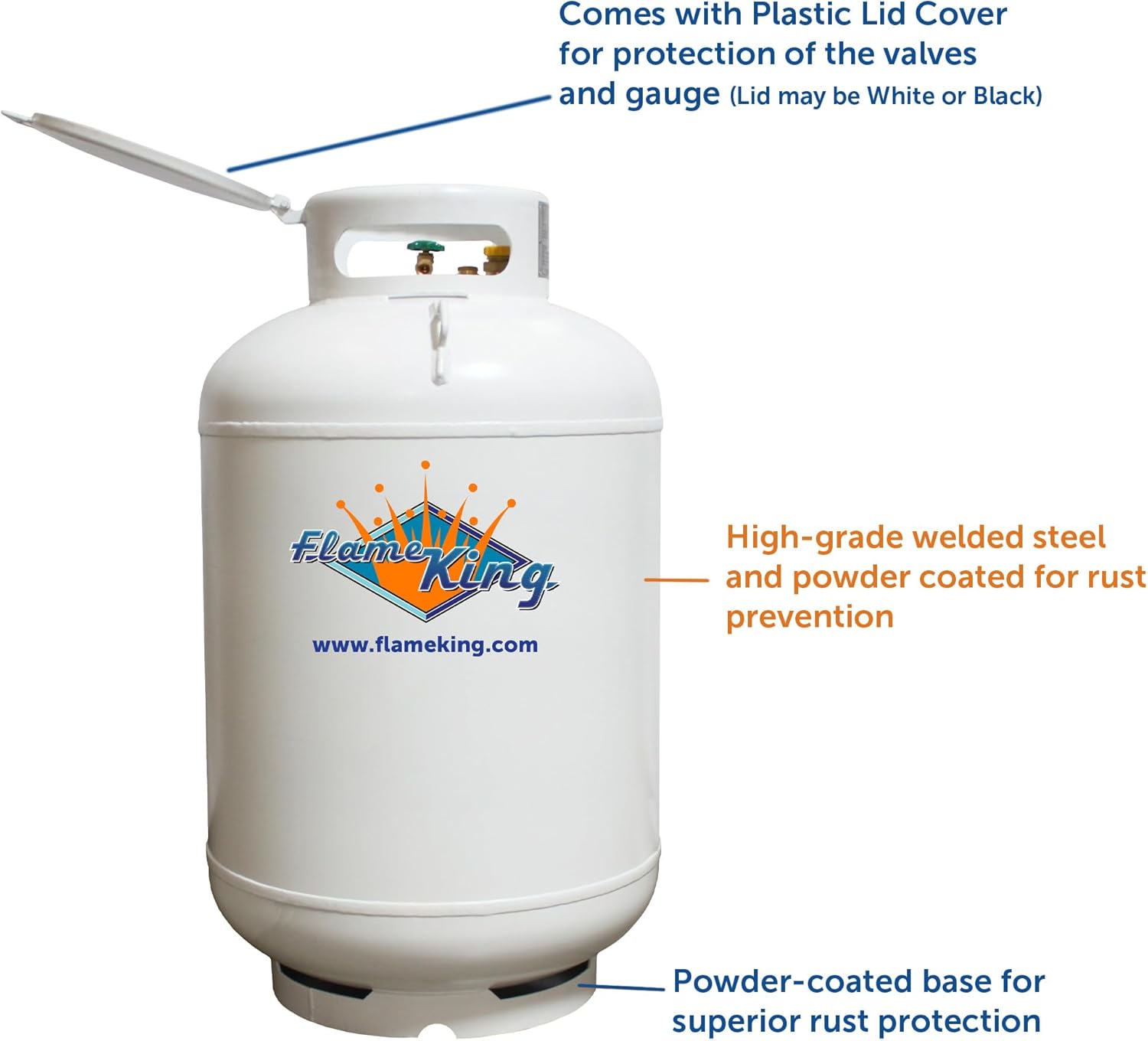 420-Lb. ASME Vertical Propane Tank, White - Image 3