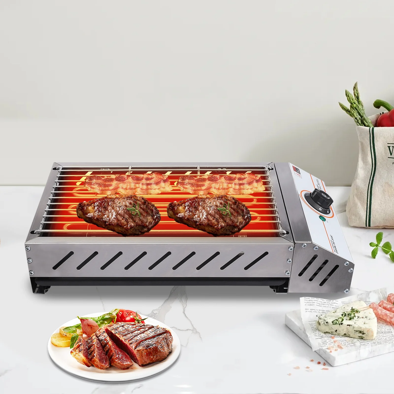 Compact Electric Griller with Adjustable Temperature, 122-572-F, Non-Stick Surface, Easy Cleaning, Perfect for Small Spaces & Countertops - Image 4