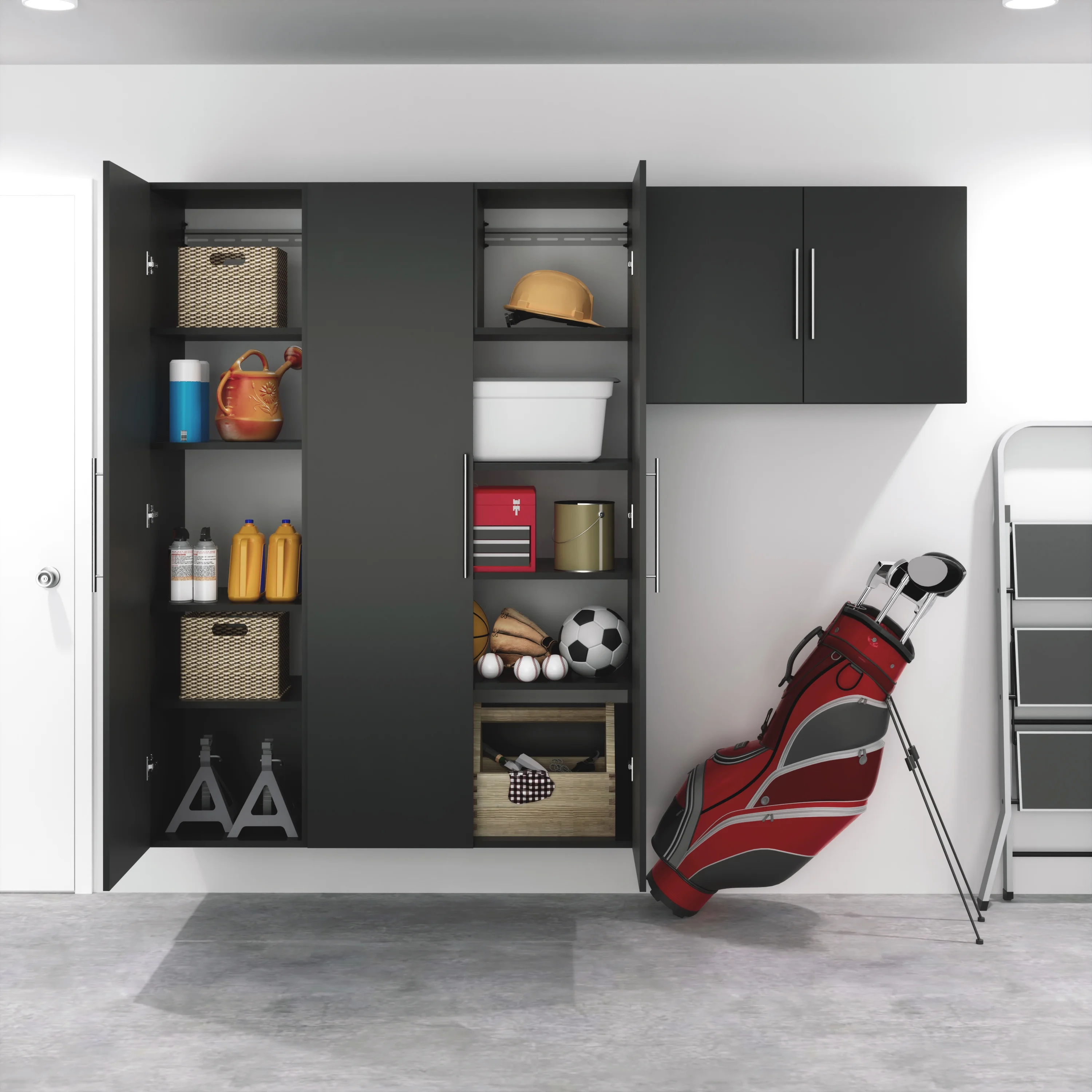Prepac HangUps 30" Upper Wooden Garage Storage Cabinet in Black - Image 8