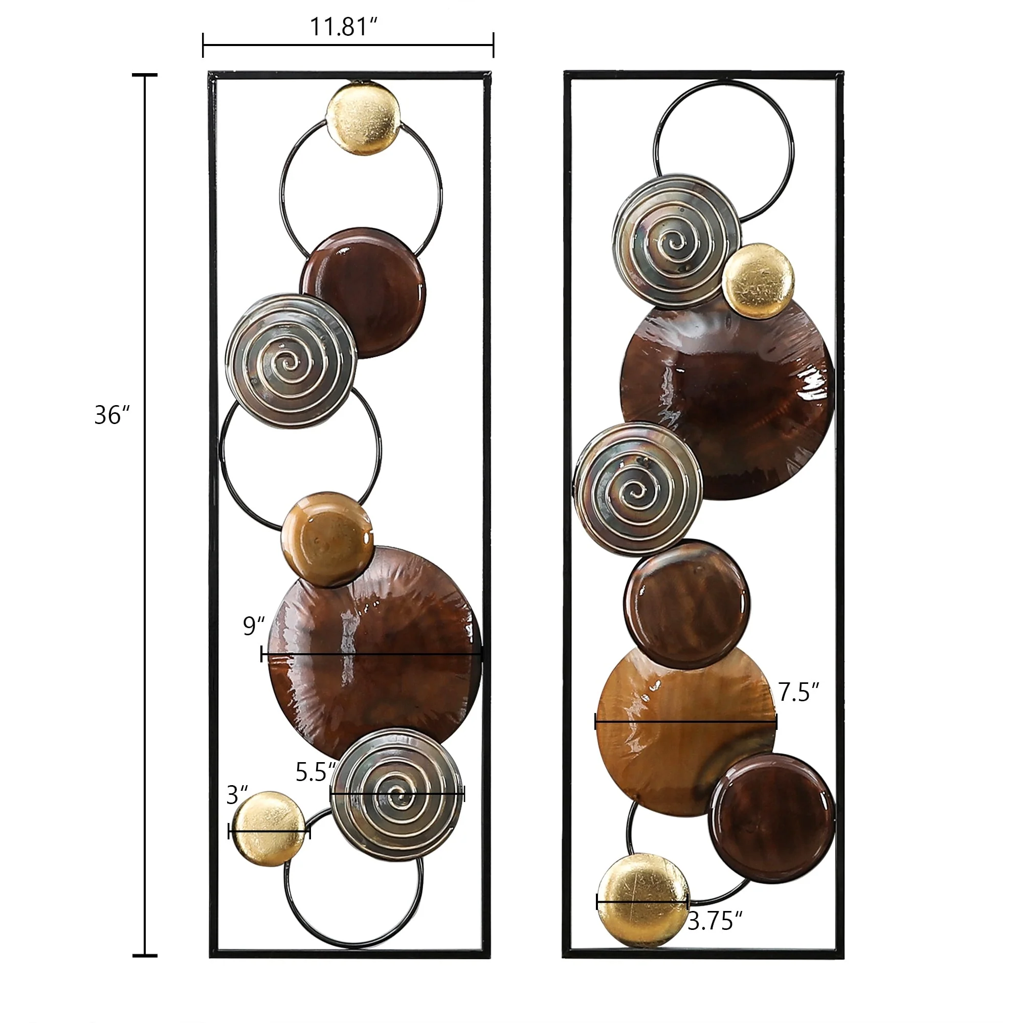 Set of 2 Modern Gold and Brown Metal Wall Decor, Abstract Decorative Wall Art for Living Room, Bedroom and Home Decoration - Image 11
