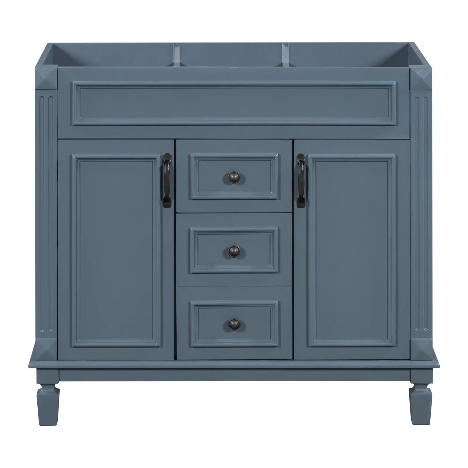 Modern Bathroom Furniture Set, 36" Bathroom Vanity with Top Sink, 35" Wall Mounted Bathroom Storage Cabinet, Mirror Cabinet with 6 Shelves, Storage Cabinet with 2 Doors and 2 Drawers, Grey - Image 15
