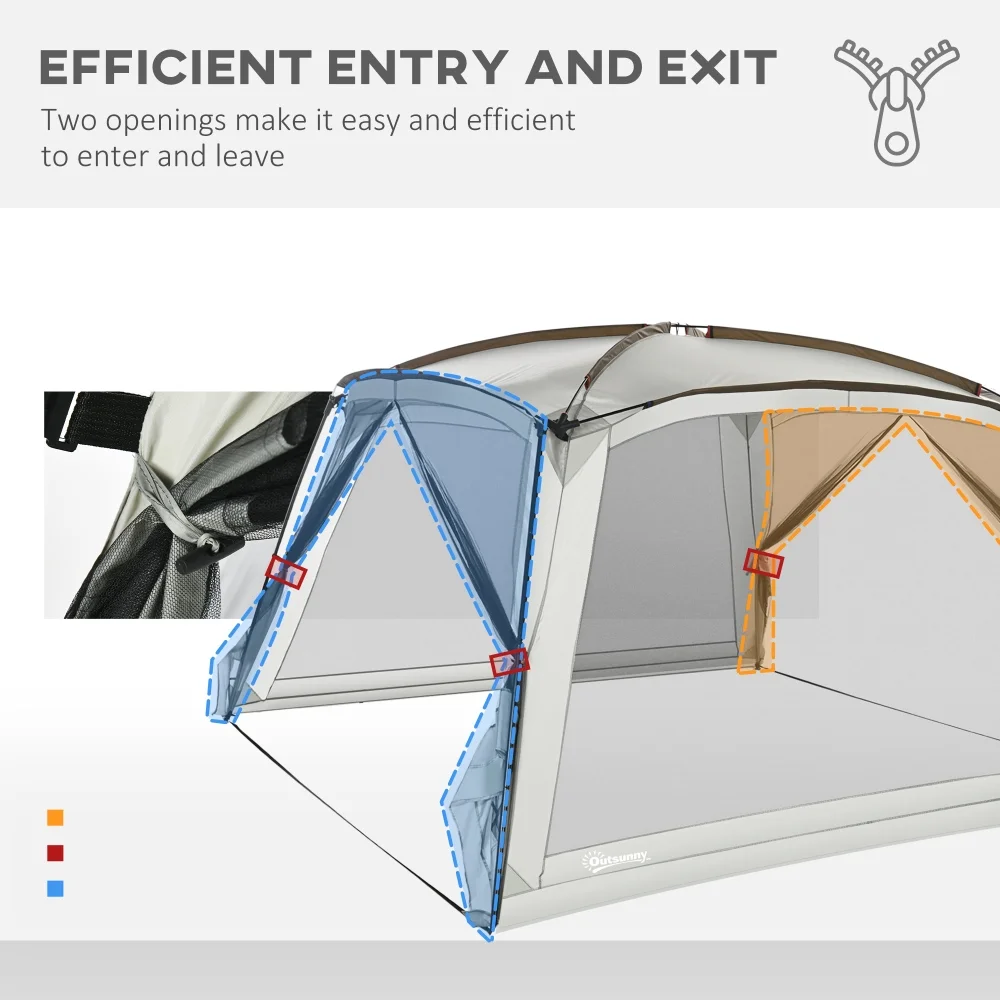 Outsunny 12' x 12' Screen House Room, UV50+ Screen Tent with 2 Doors and Carry Bag, Easy Setup, for Patios Outdoor Camping Activities - Image 3